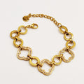 Bracelet Chaîne Grands Trèfles Creux Cristaux Luxe