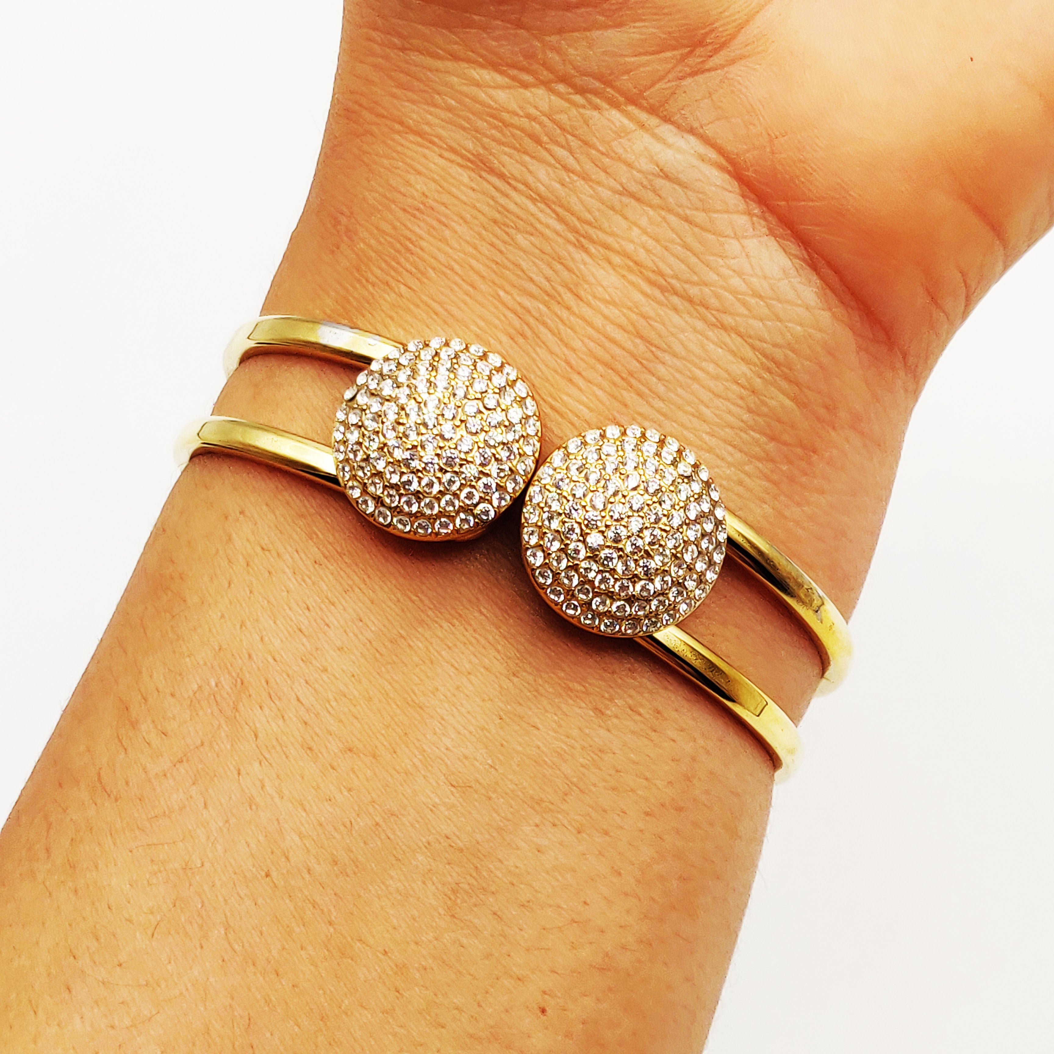 Bracelet Rigide Multi Cercles Multi Cristaux Luxe