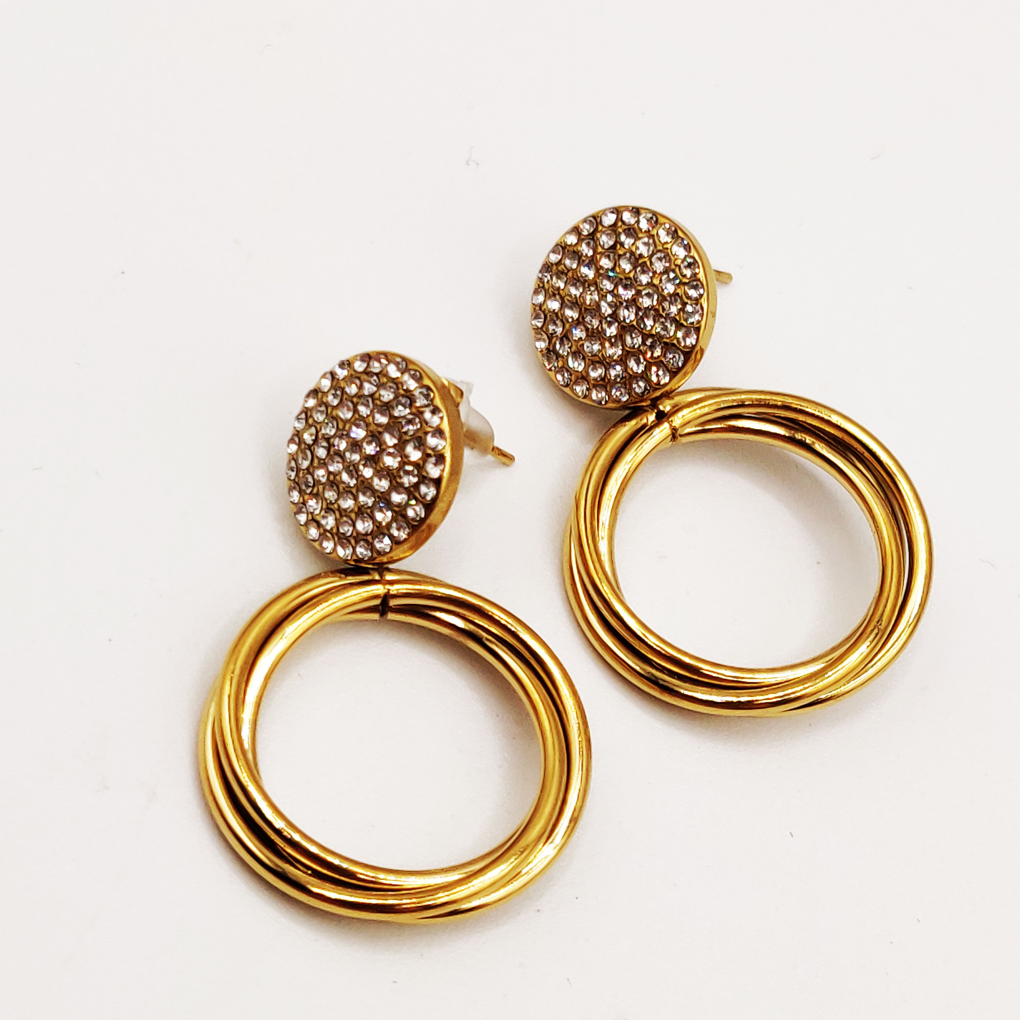 Boucles d'oreilles Multi Cercles Multi Cristaux Luxe