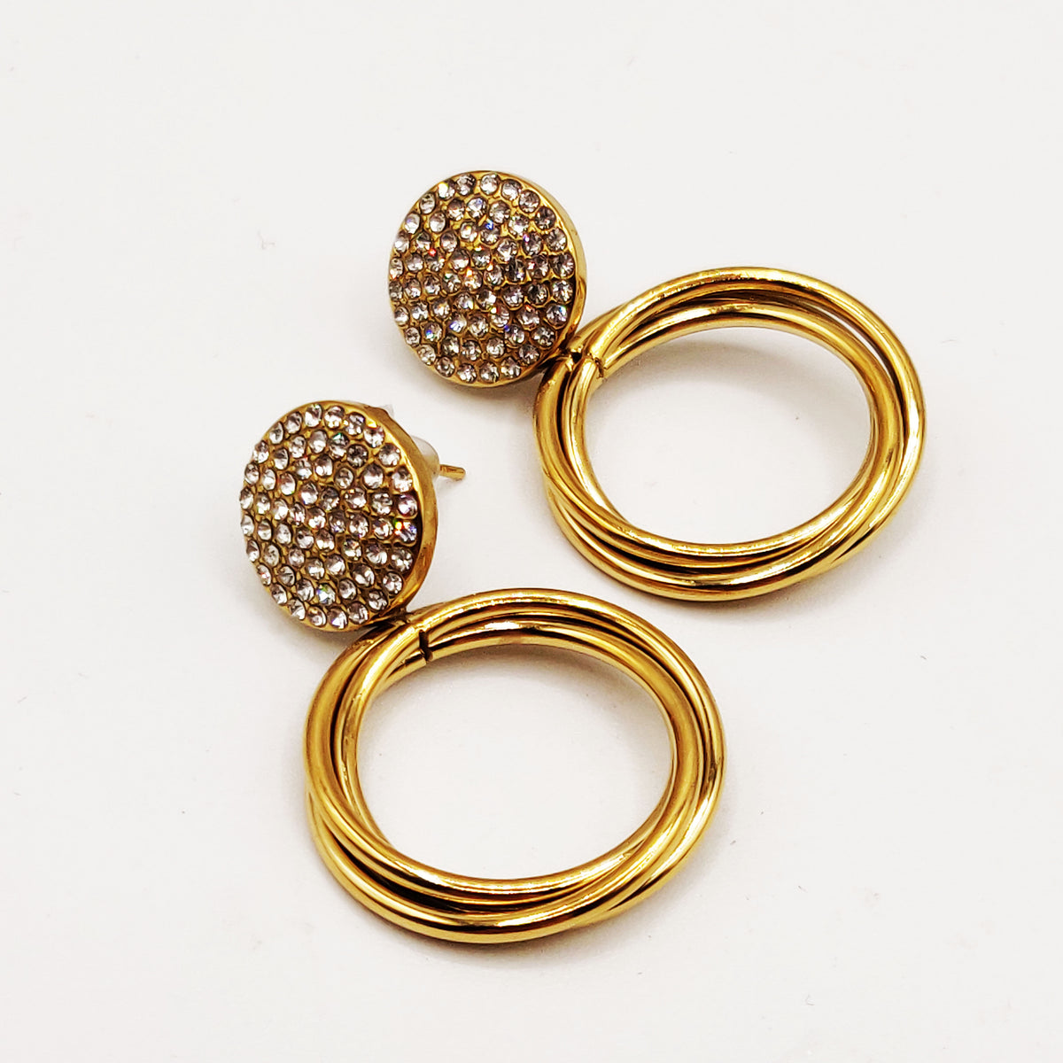 Boucles d'oreilles Multi Cercles Multi Cristaux Luxe