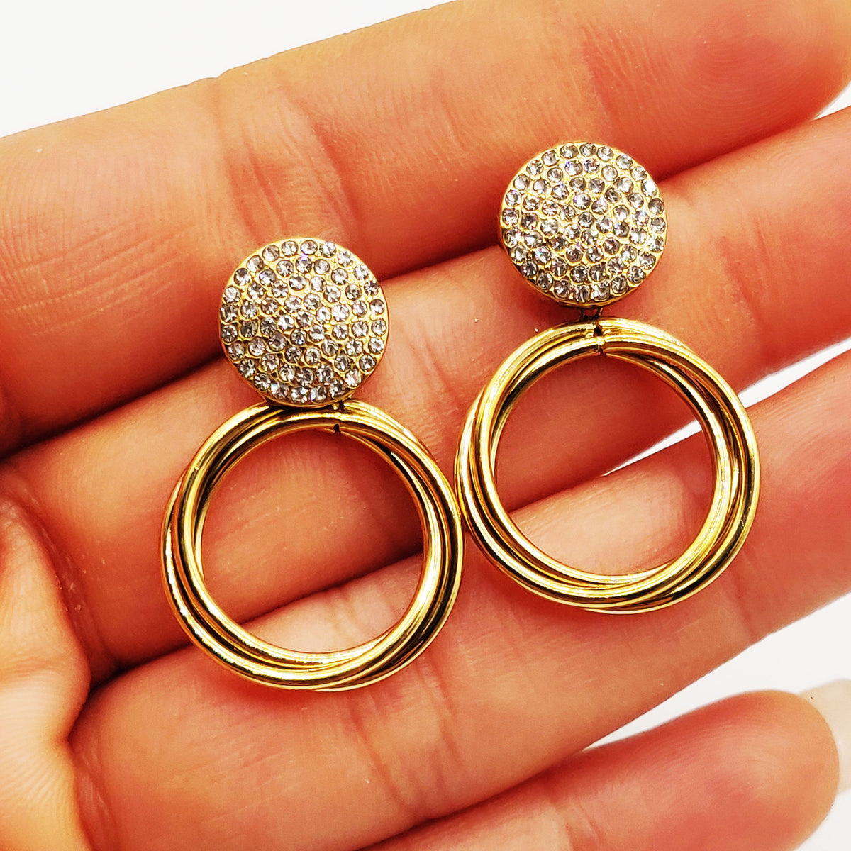 Boucles d'oreilles Multi Cercles Multi Cristaux Luxe