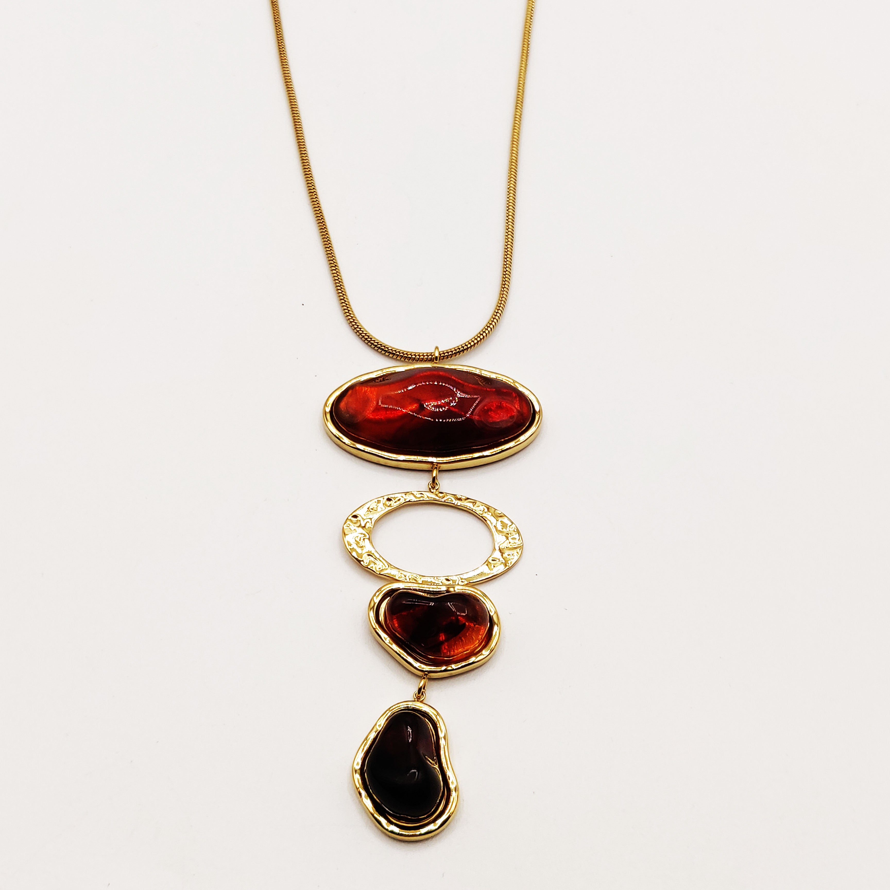 Collier / Sautoir Stylish Cristaux Marrons