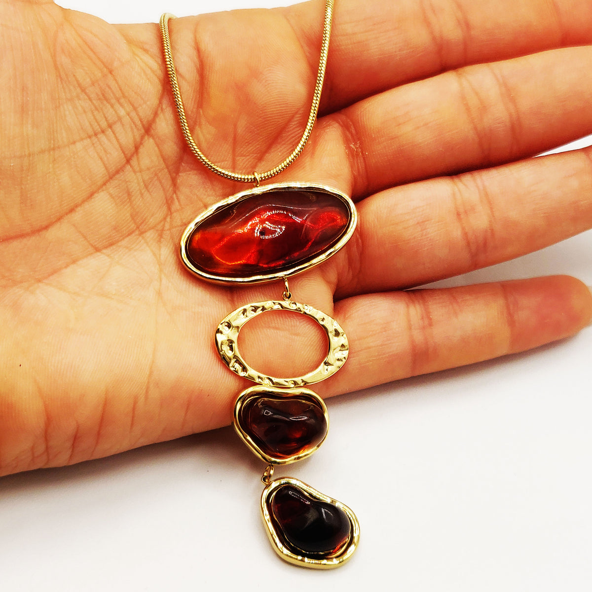Collier / Sautoir Stylish Cristaux Marrons