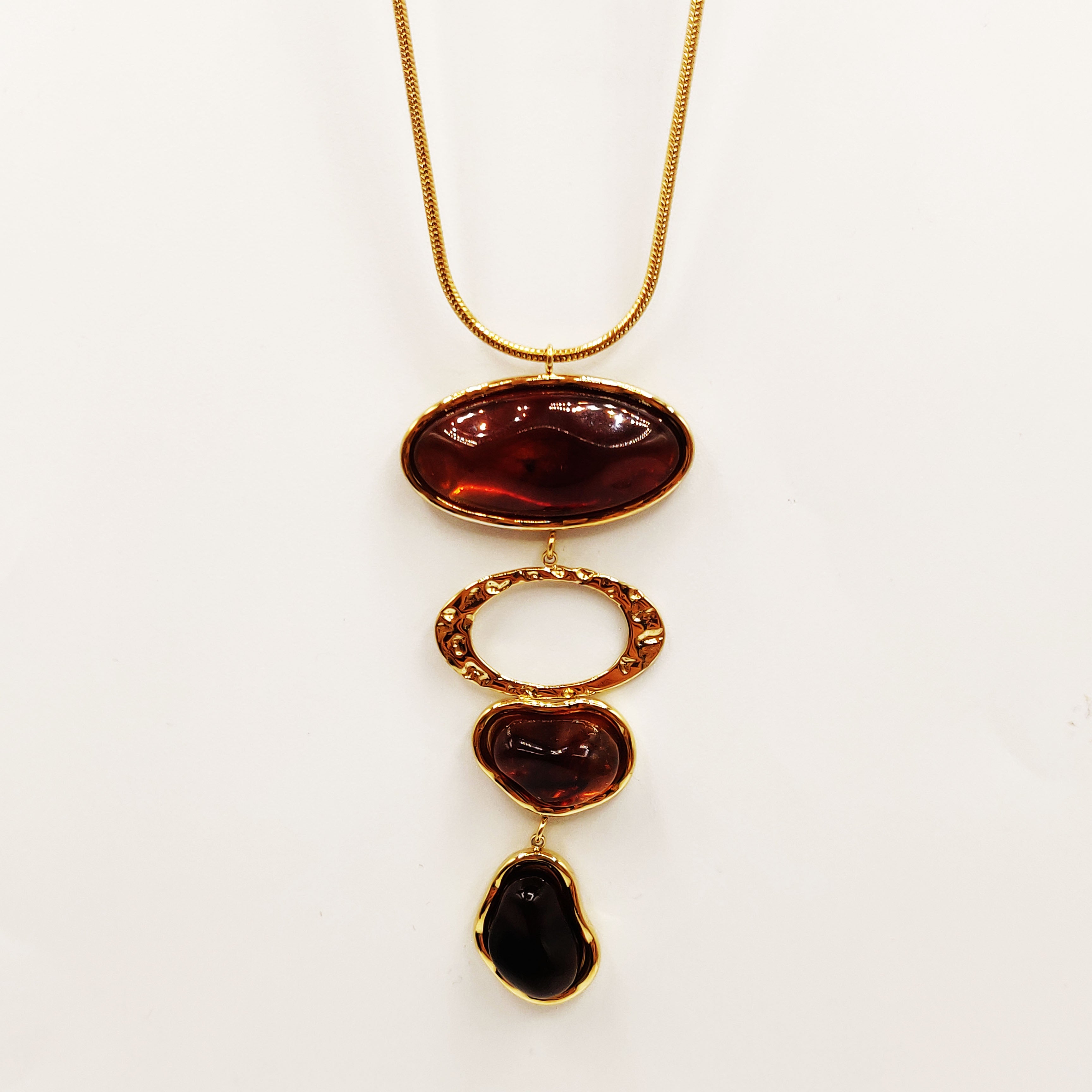 Collier / Sautoir Stylish Cristaux Marrons