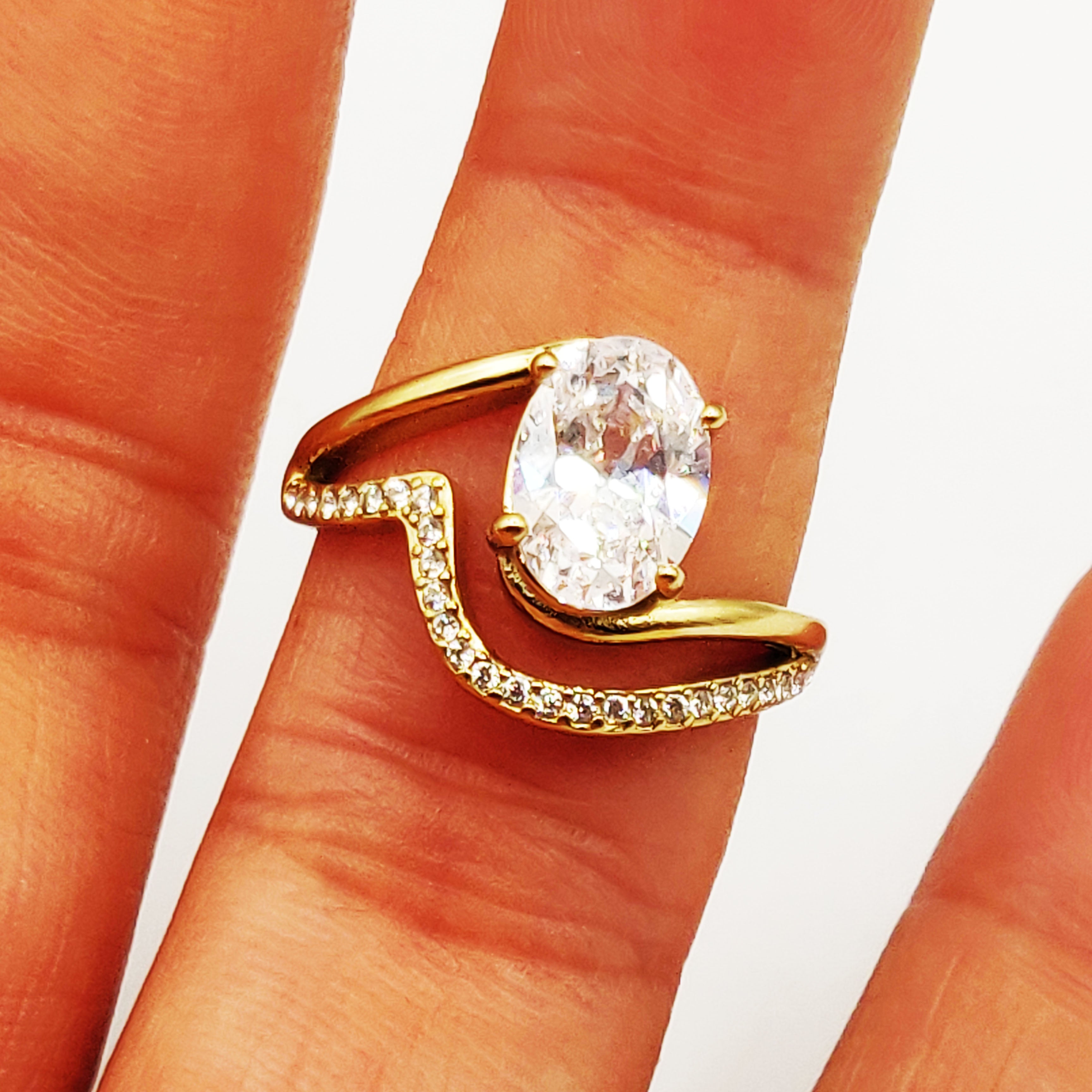 Bague Grand Cristal Vague Cristaux Luxe