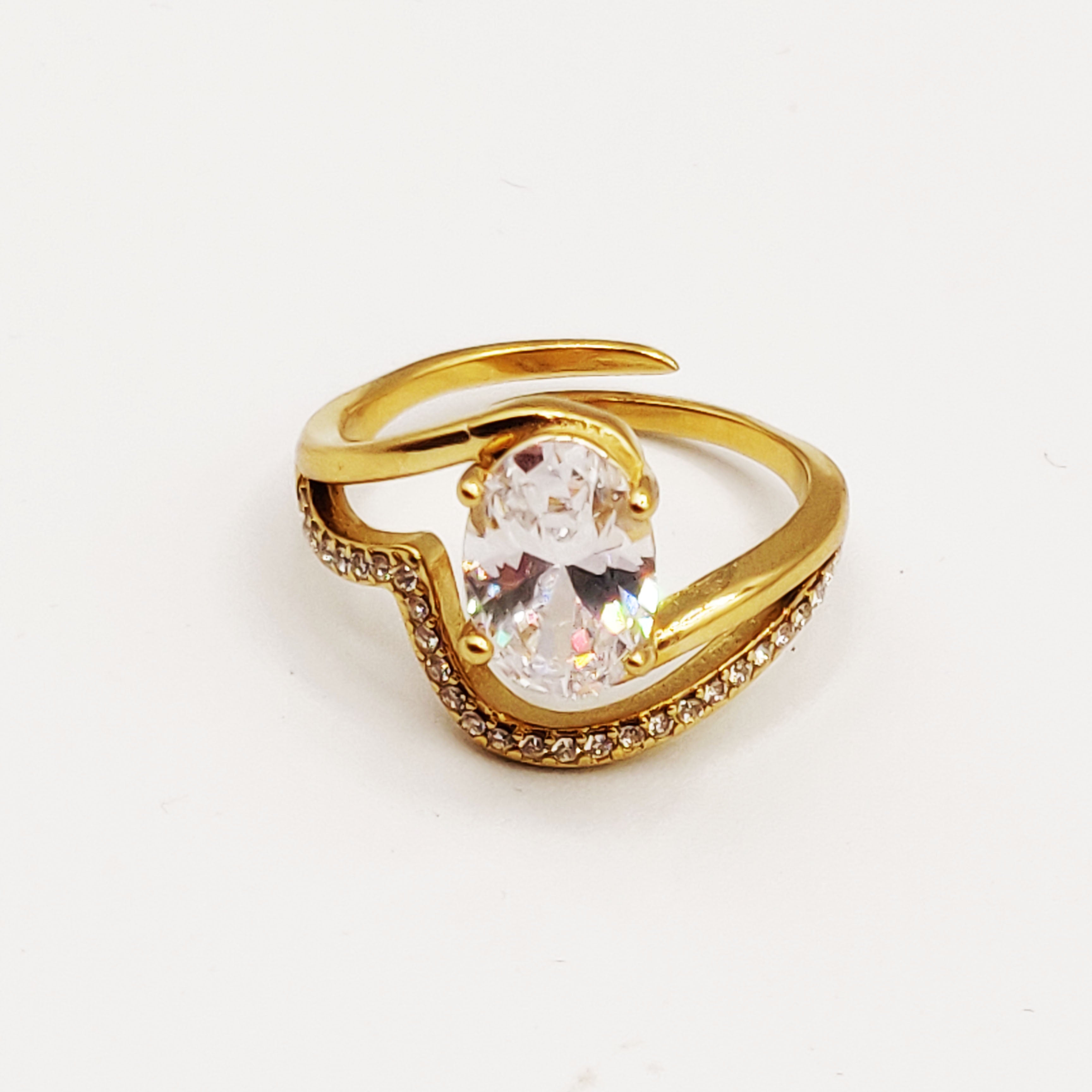 Bague Grand Cristal Vague Cristaux Luxe