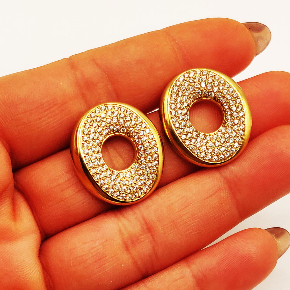 Boucles d'oreilles Pendentif Ovale Multi Cristaux Luxe