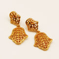 Boucles d'oreilles Torsade Pendentif Main de Fatma Motifs Orientaux Luxe