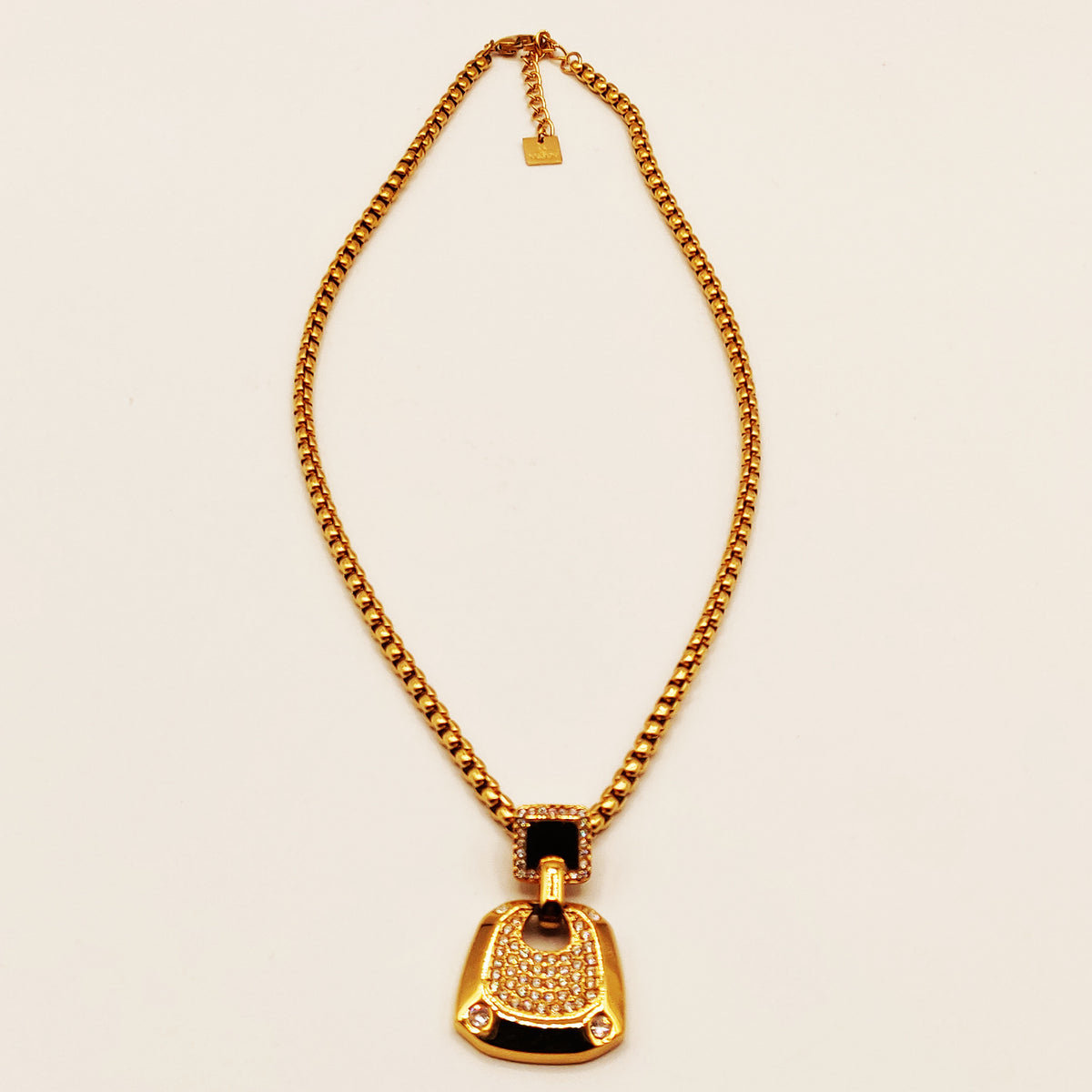 Collier Maillons Rectangle Multi Cristaux Coins Cristaux Luxe