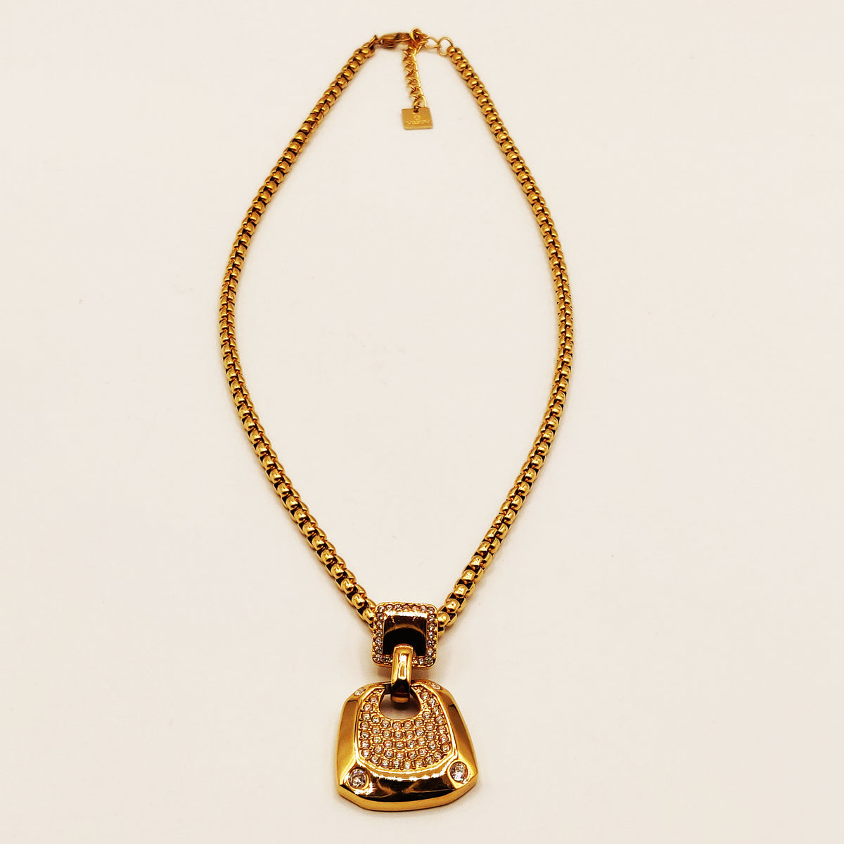 Collier Maillons Rectangle Multi Cristaux Coins Cristaux Luxe