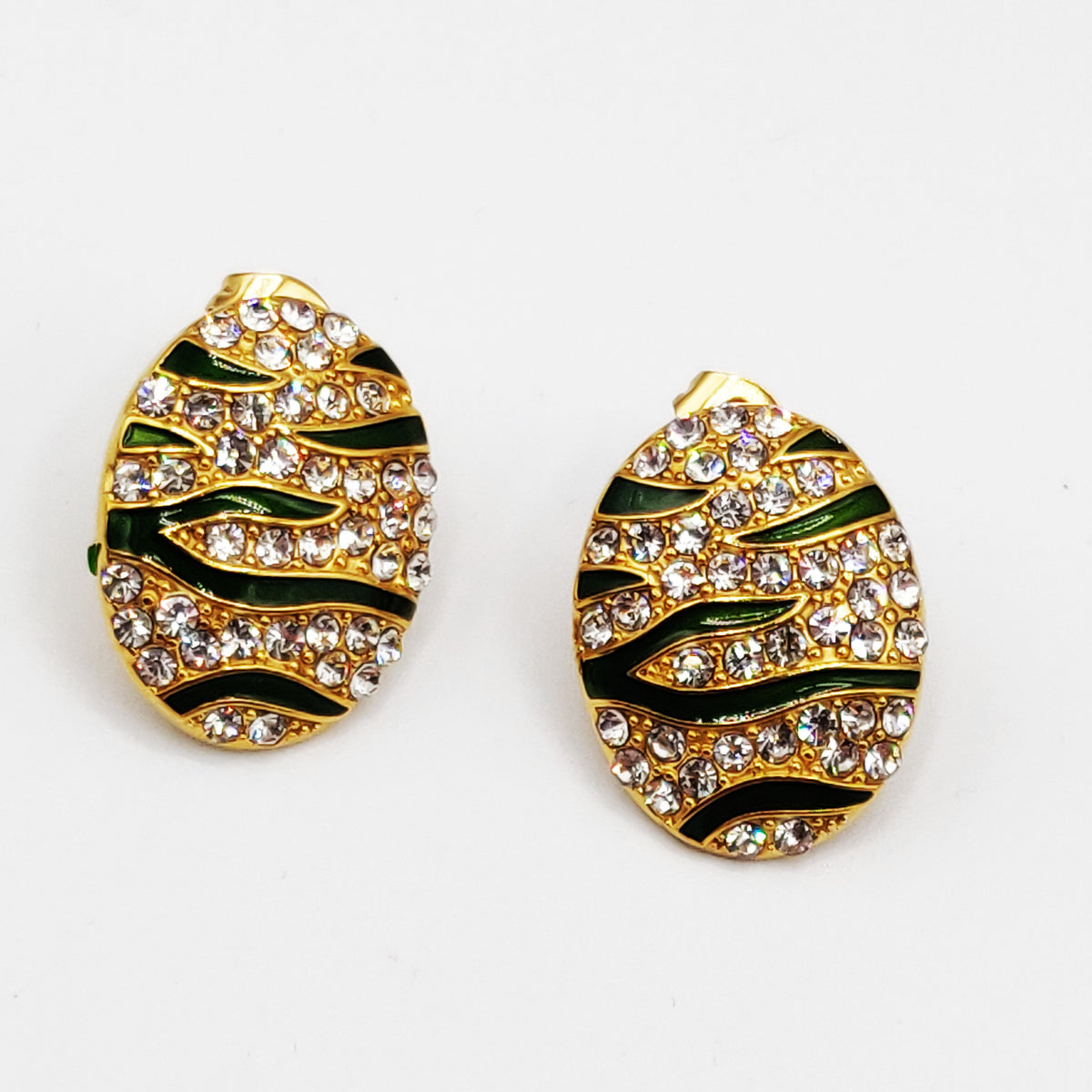 Boucles d'oreilles Oeuf de Dragon Vert et Cristaux