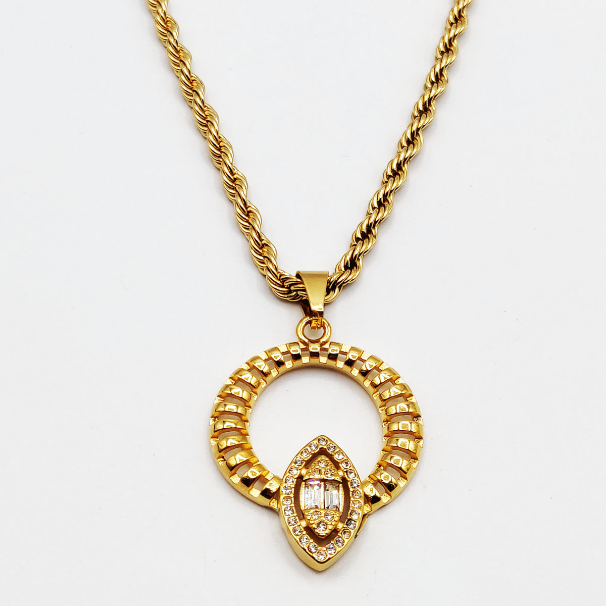 Collier Torsade Cercle et Ovale Cristaux Luxe