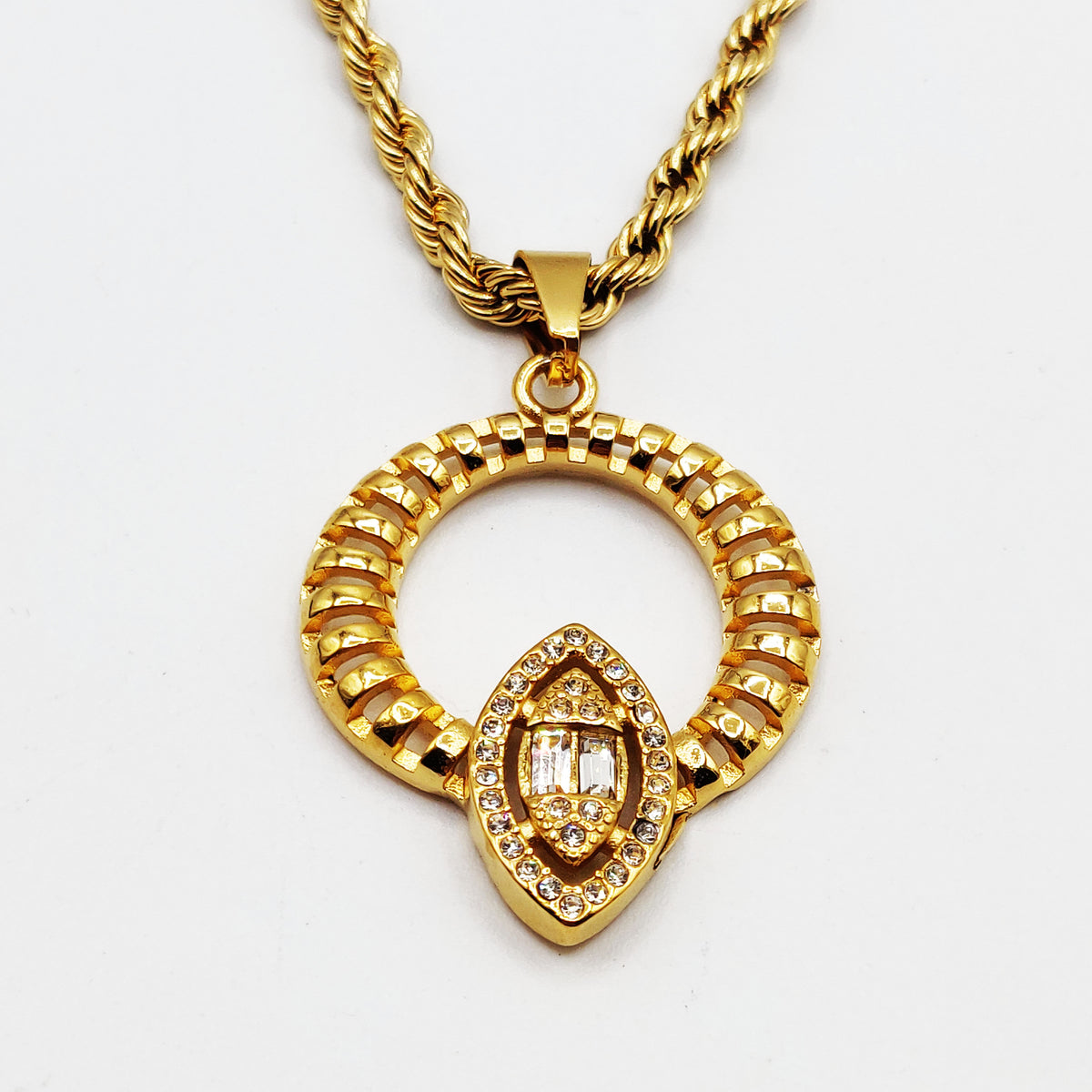 Collier Torsade Cercle et Ovale Cristaux Luxe