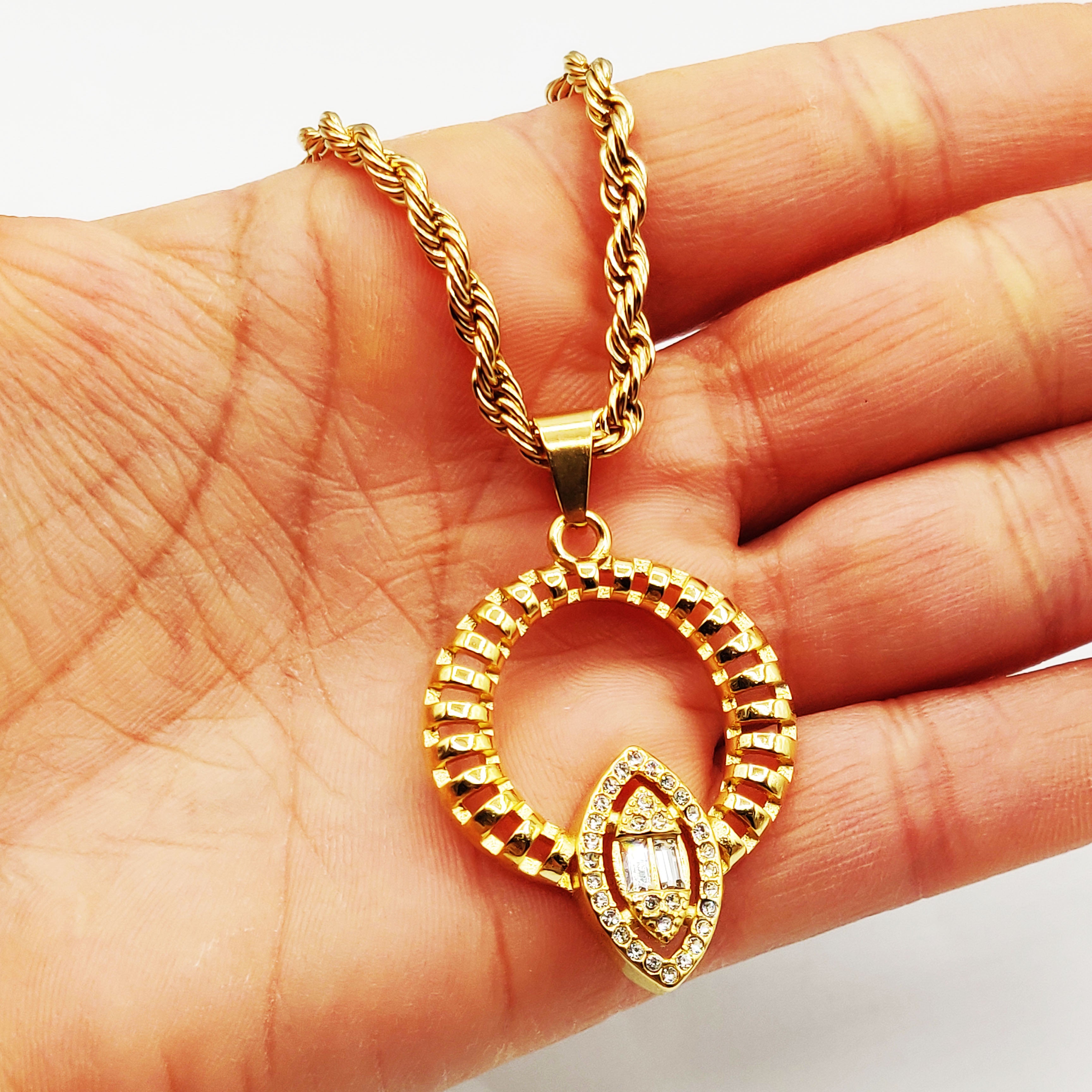 Collier Torsade Cercle et Ovale Cristaux Luxe