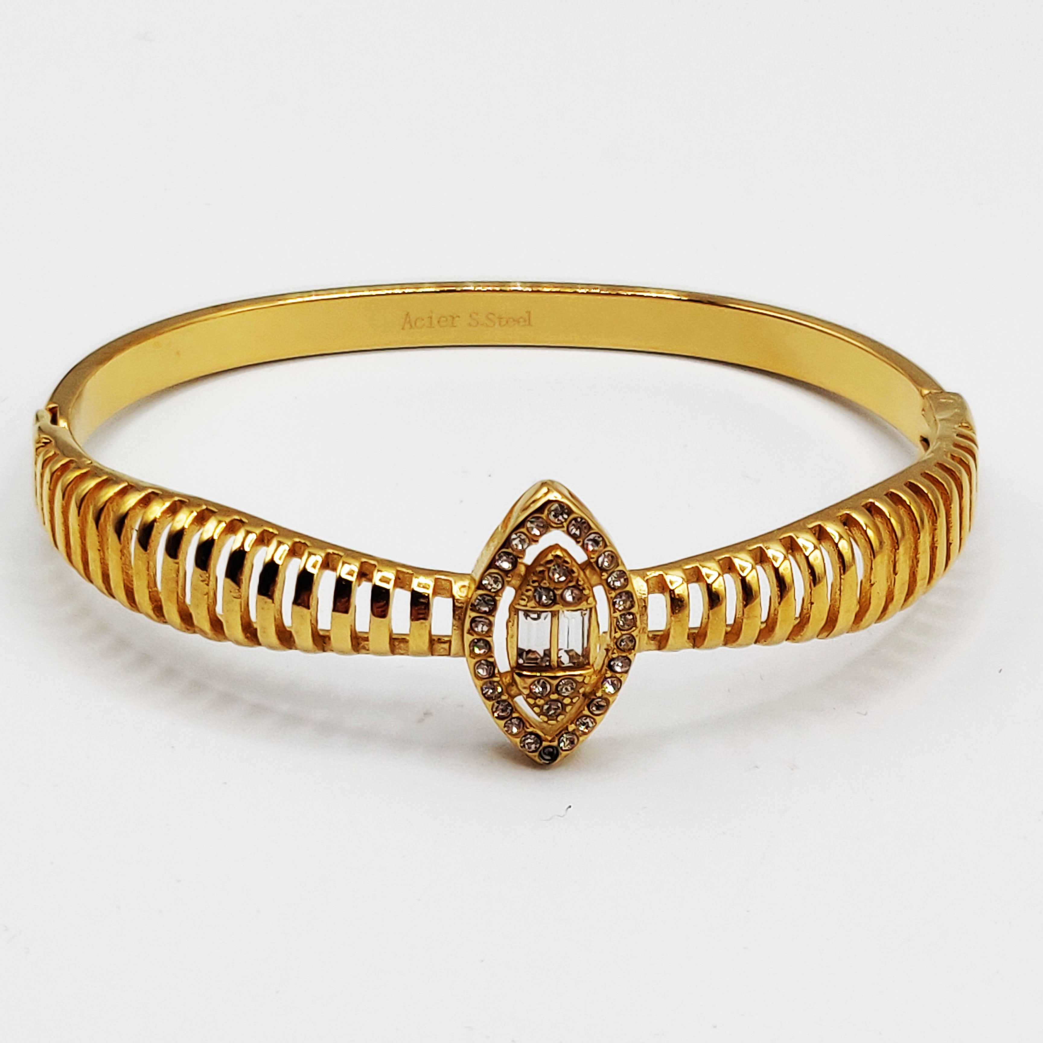 Bracelet Rigide Cercle et Ovale Cristaux Luxe