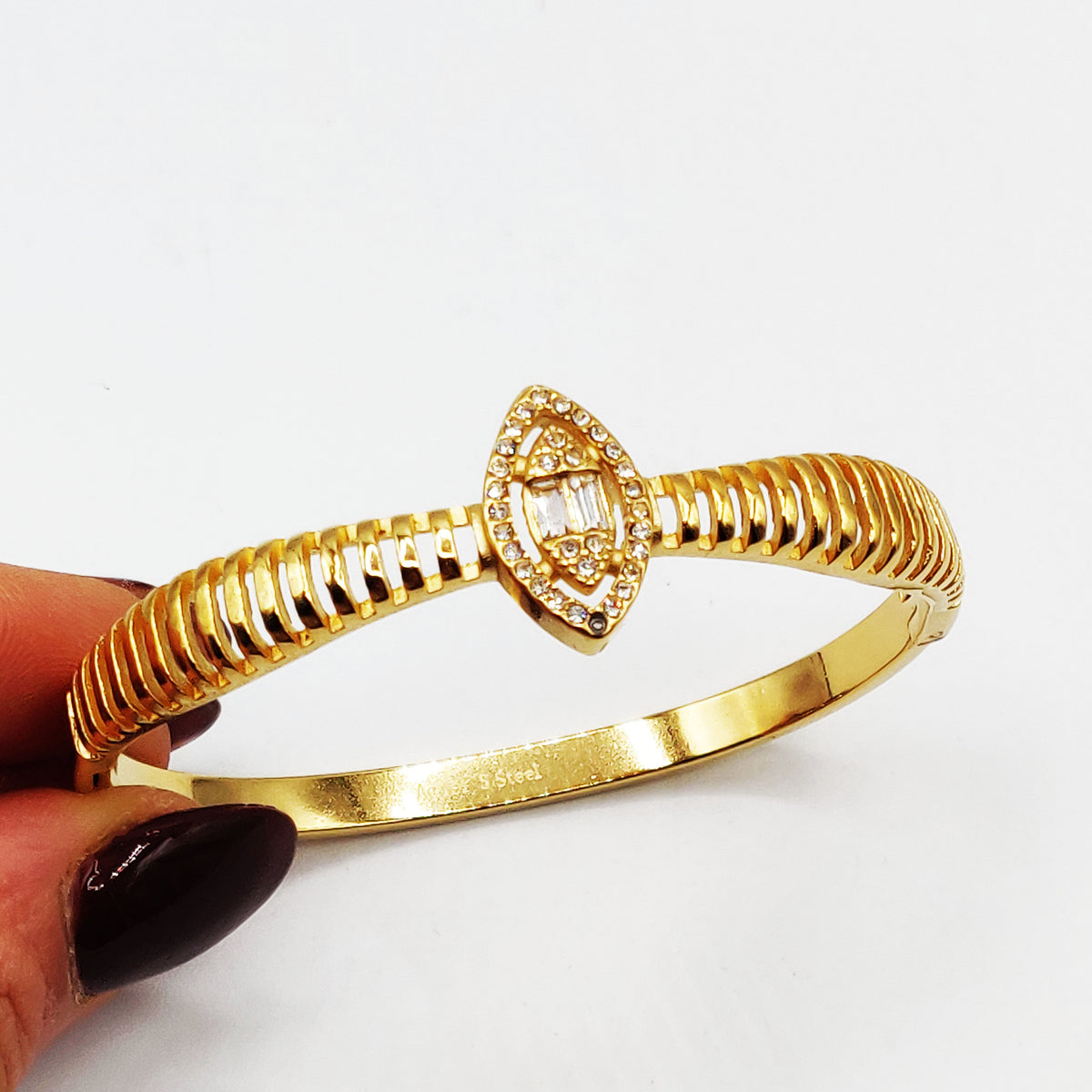 Bracelet Rigide Cercle et Ovale Cristaux Luxe