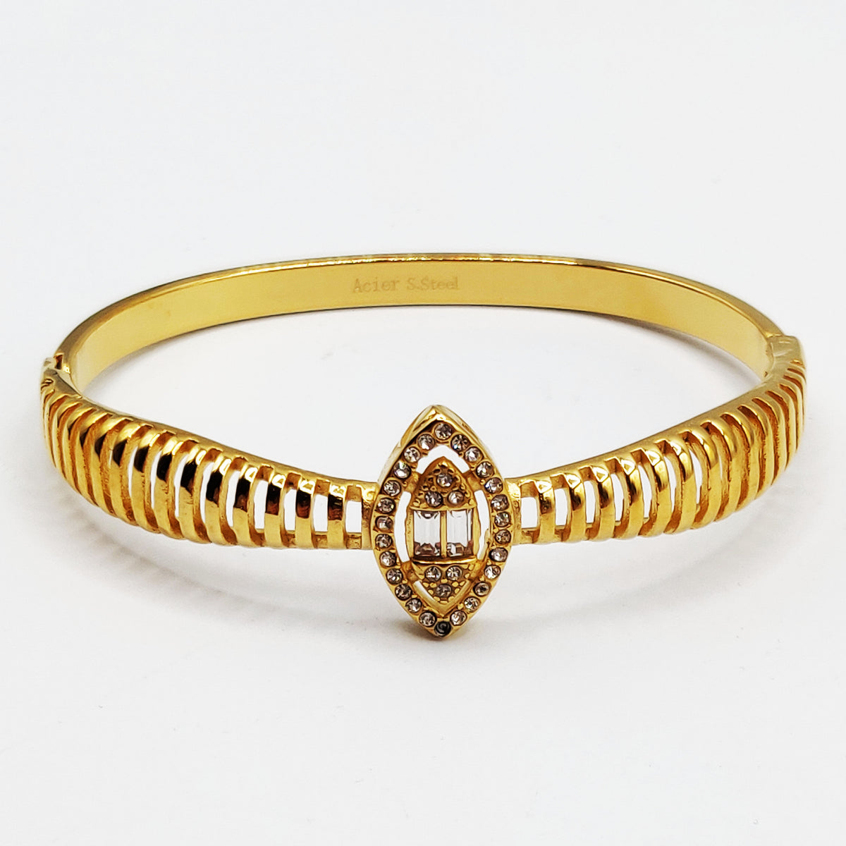 Bracelet Rigide Cercle et Ovale Cristaux Luxe