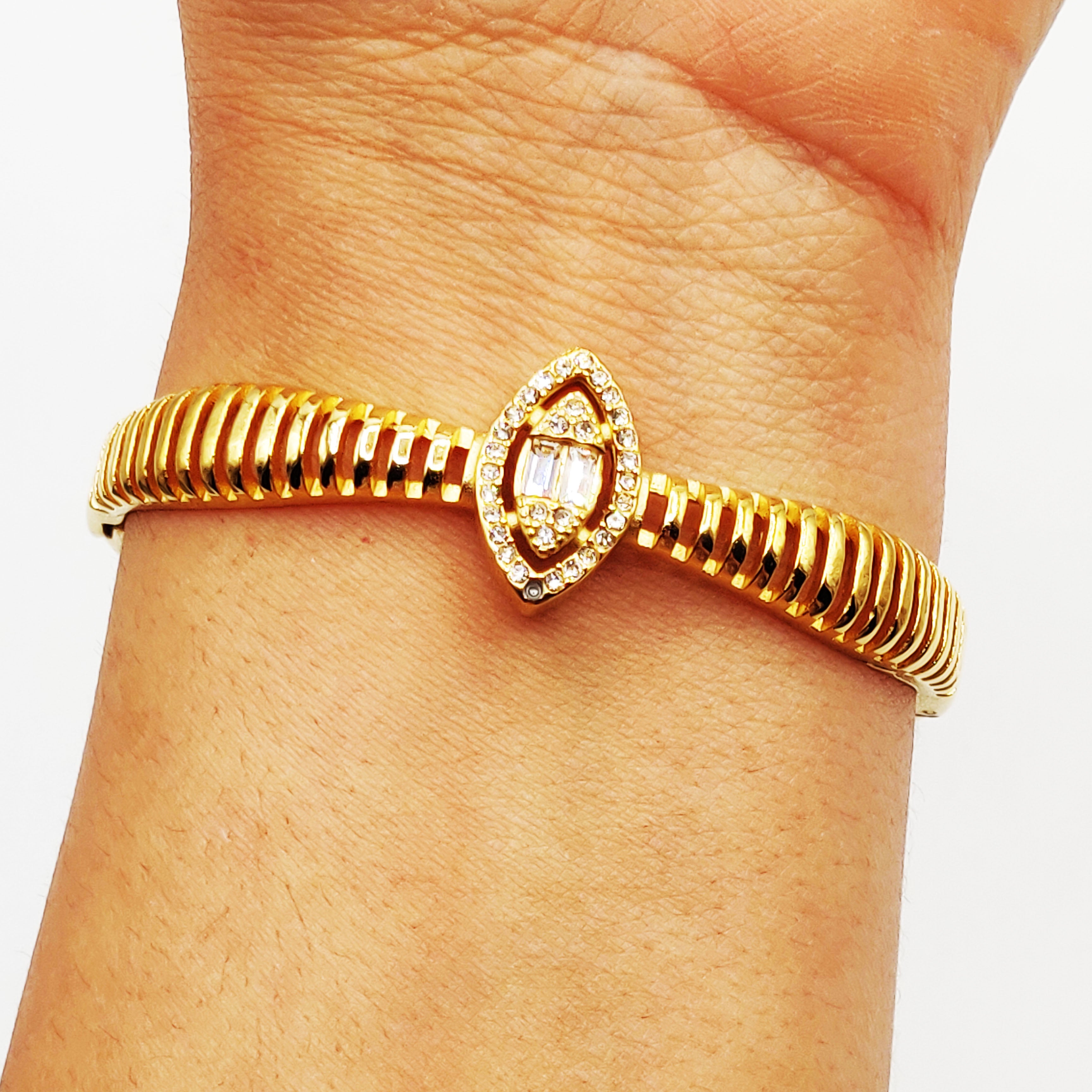 Bracelet Rigide Cercle et Ovale Cristaux Luxe