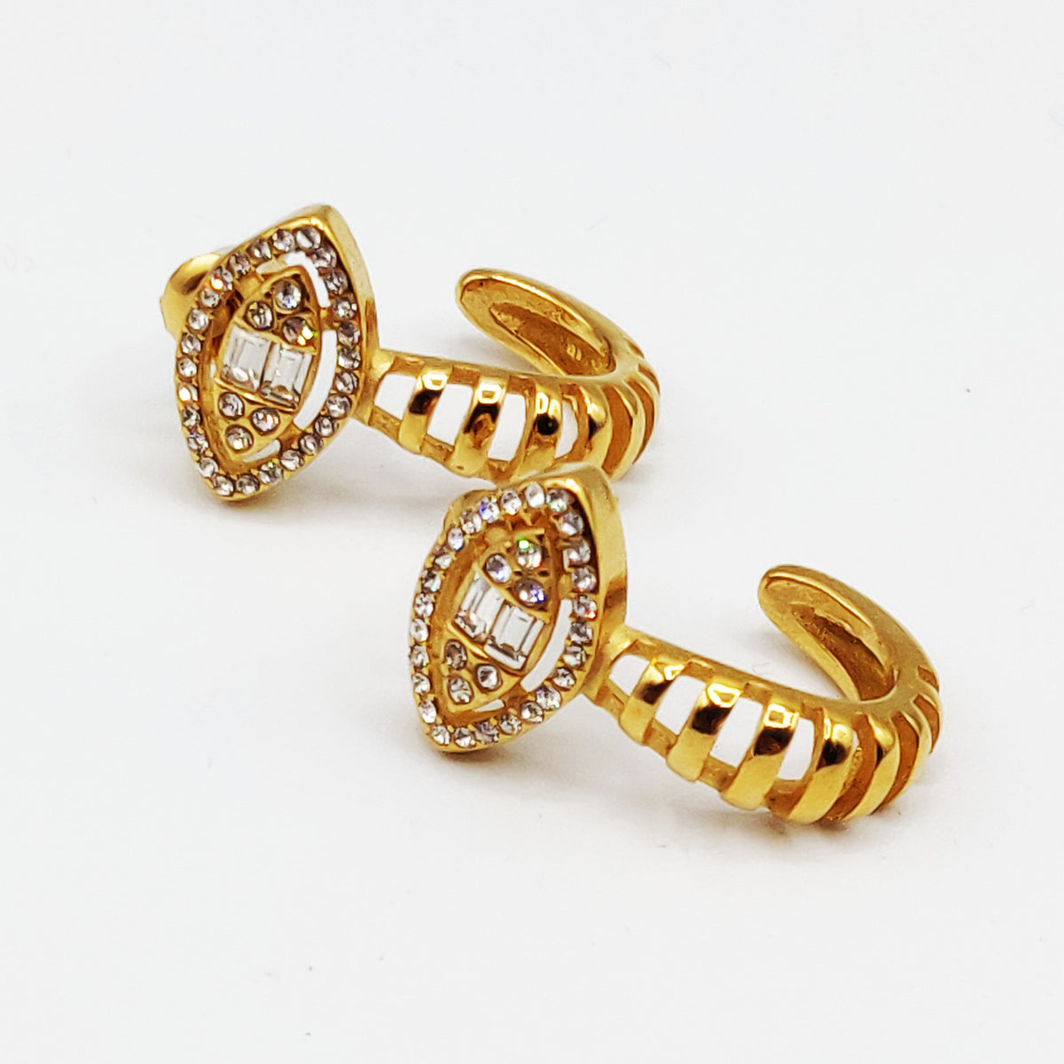 Boucles d'oreilles Cercle et Ovale Cristaux Luxe