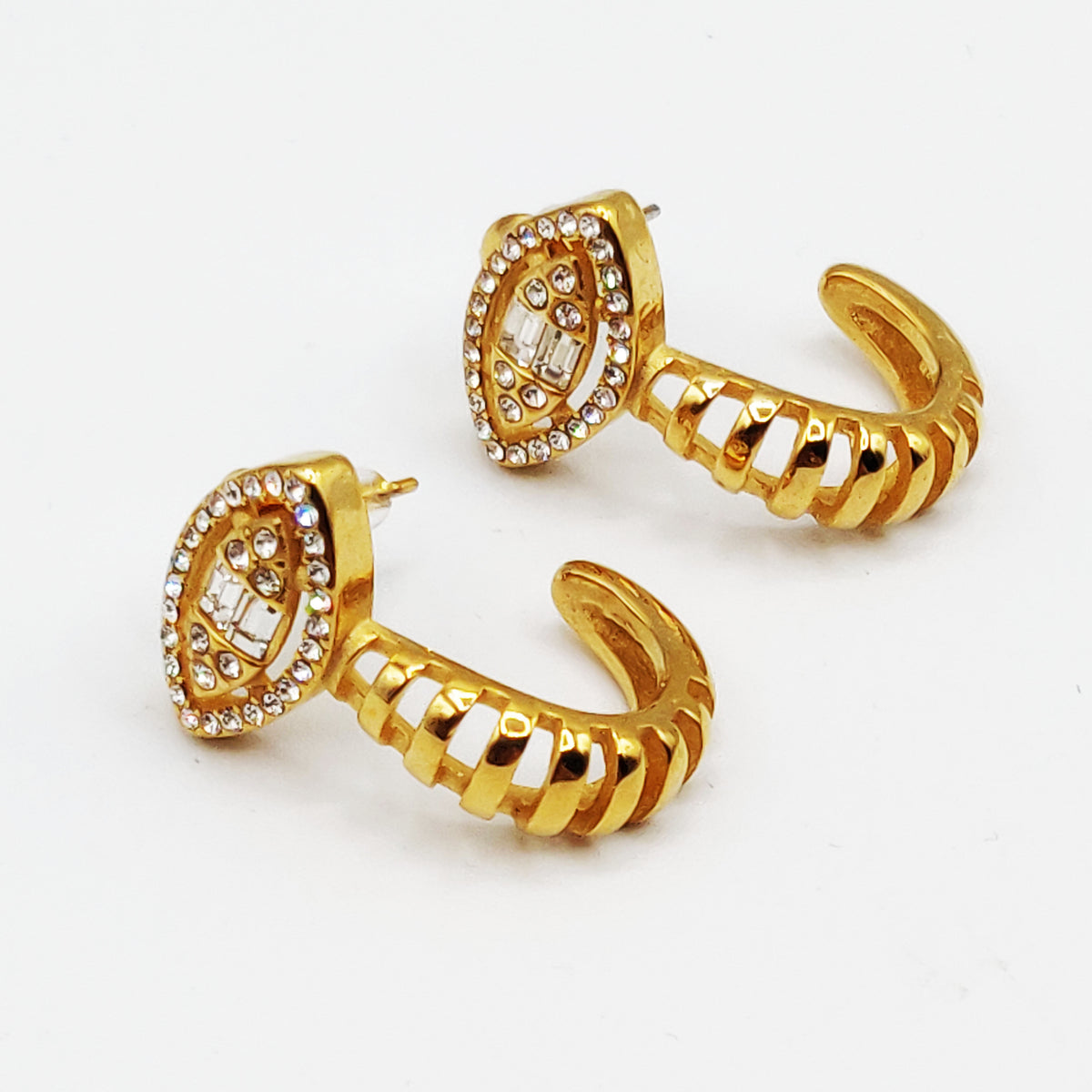 Boucles d'oreilles Cercle et Ovale Cristaux Luxe