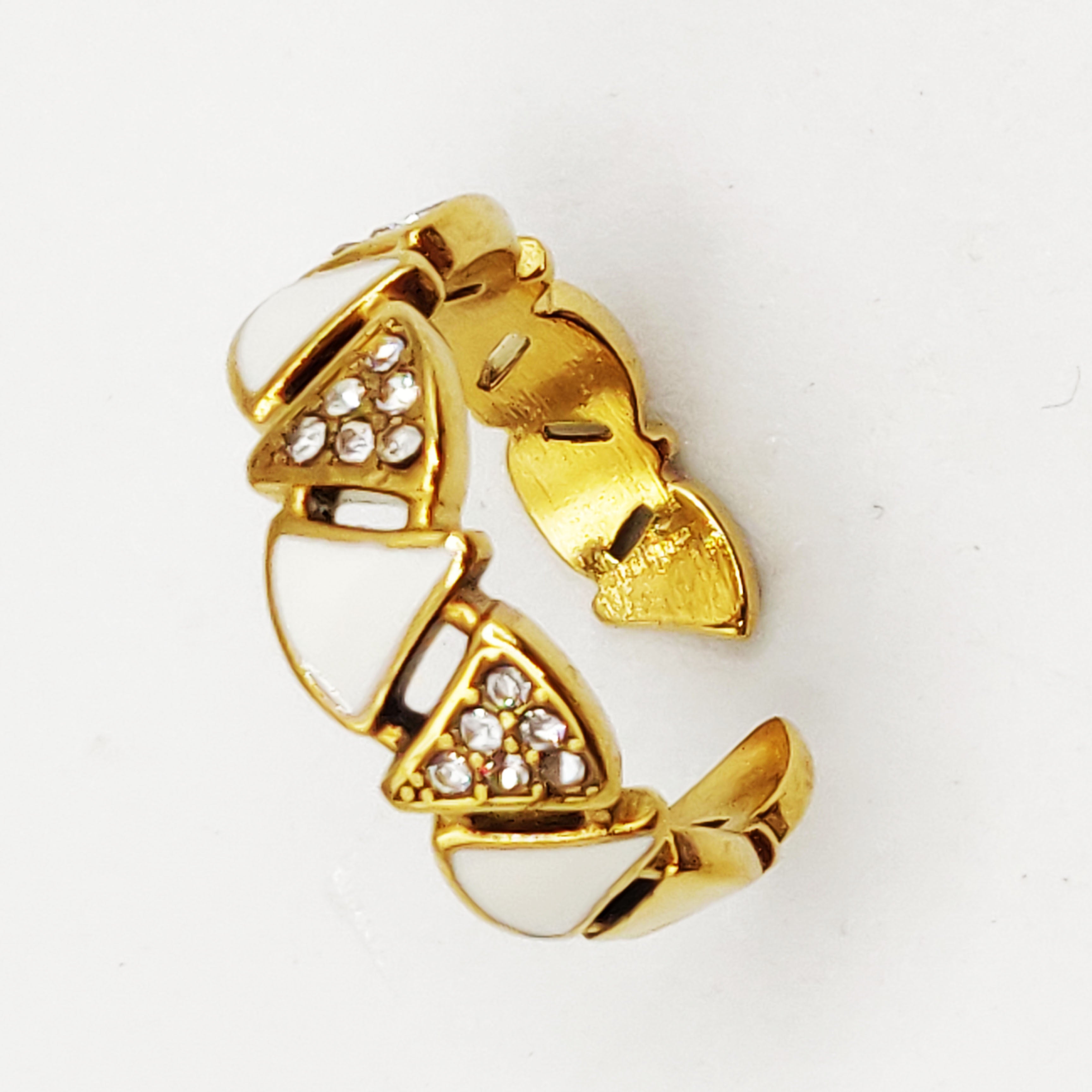 Bague Multi Triangles Cristaux et Blancs Nacrés Luxe