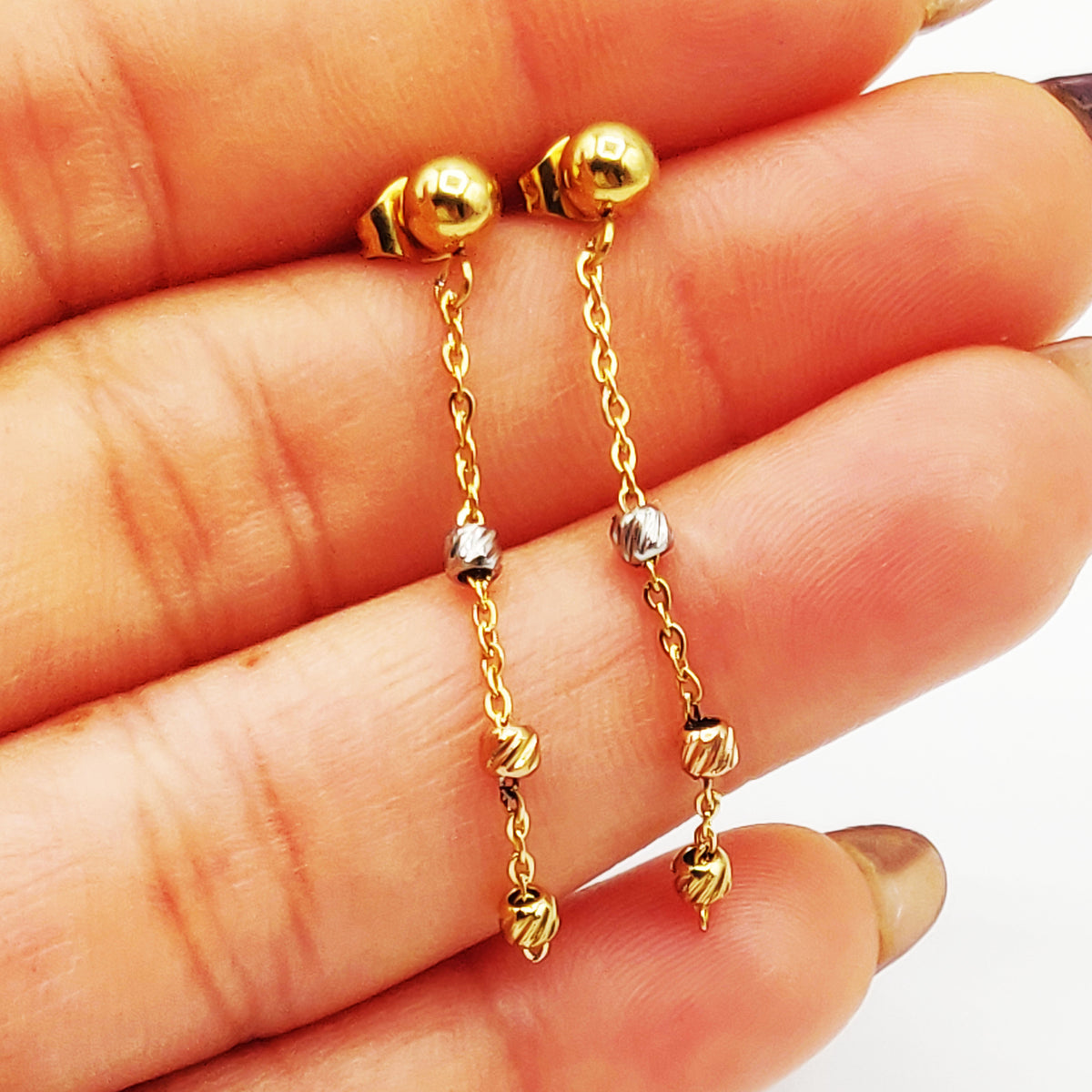 Boucles d'oreilles Multi Boules Tricolores Luxe