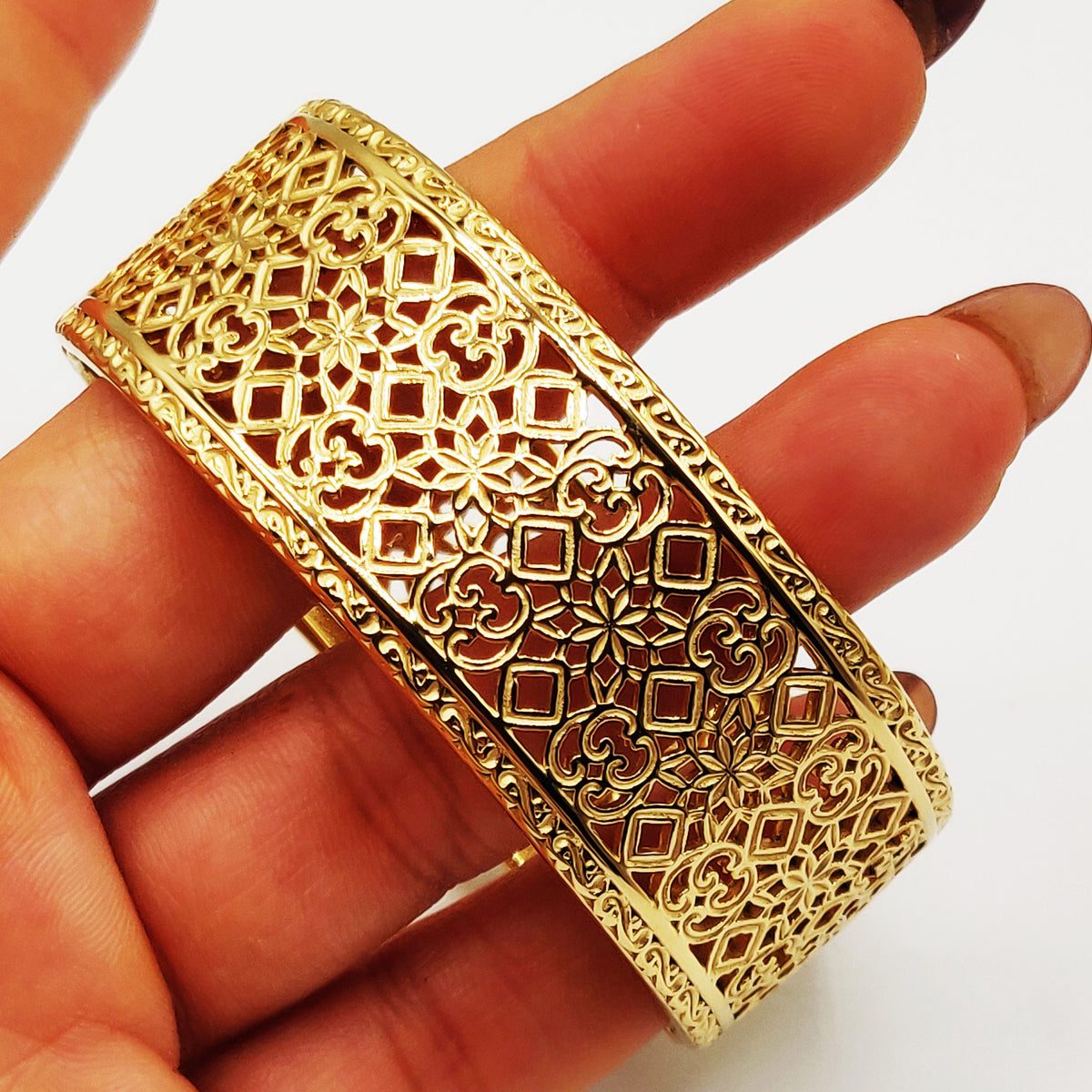 Bracelet Rigide Deblij Motifs Orientaux Rosaces Luxe