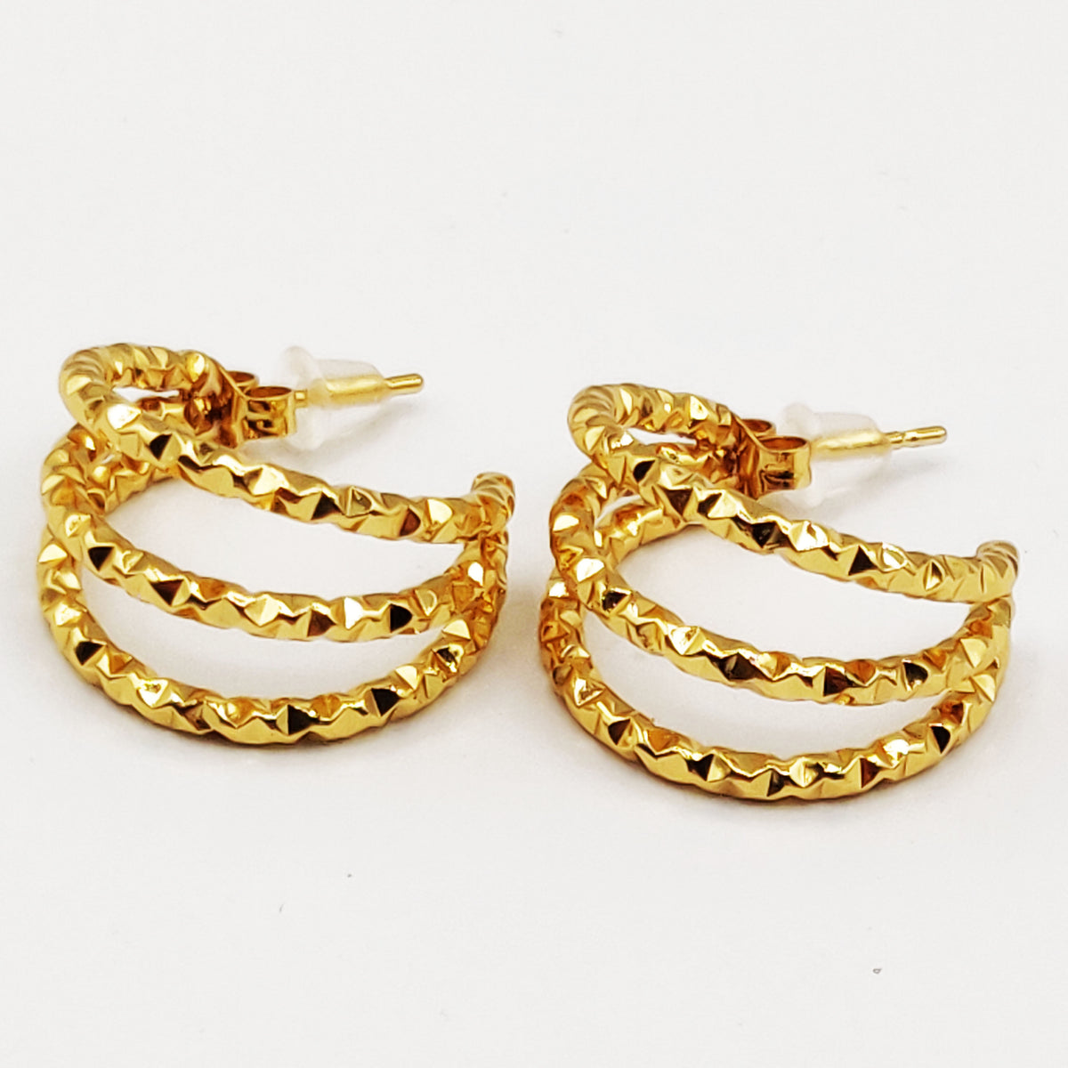 Boucles d'oreilles Triples Lignes Torsadées