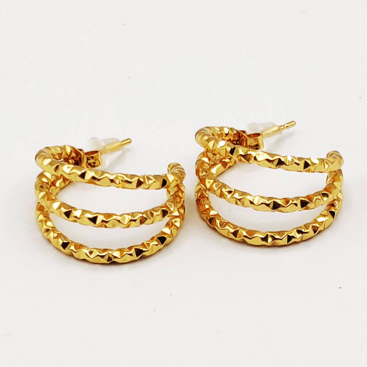 Boucles d'oreilles Triples Lignes Torsadées
