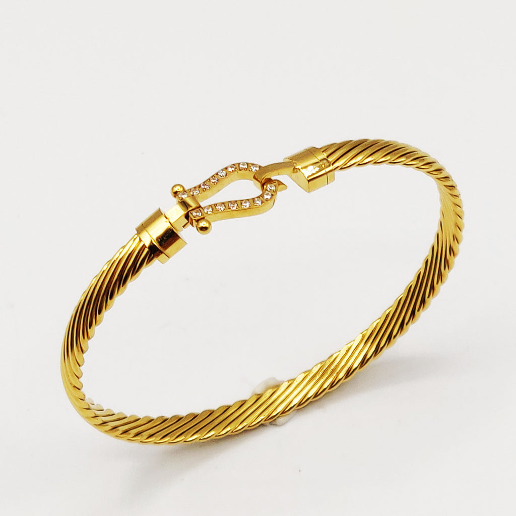 Bracelet Rigide Torsadé Strength Cristaux Luxe