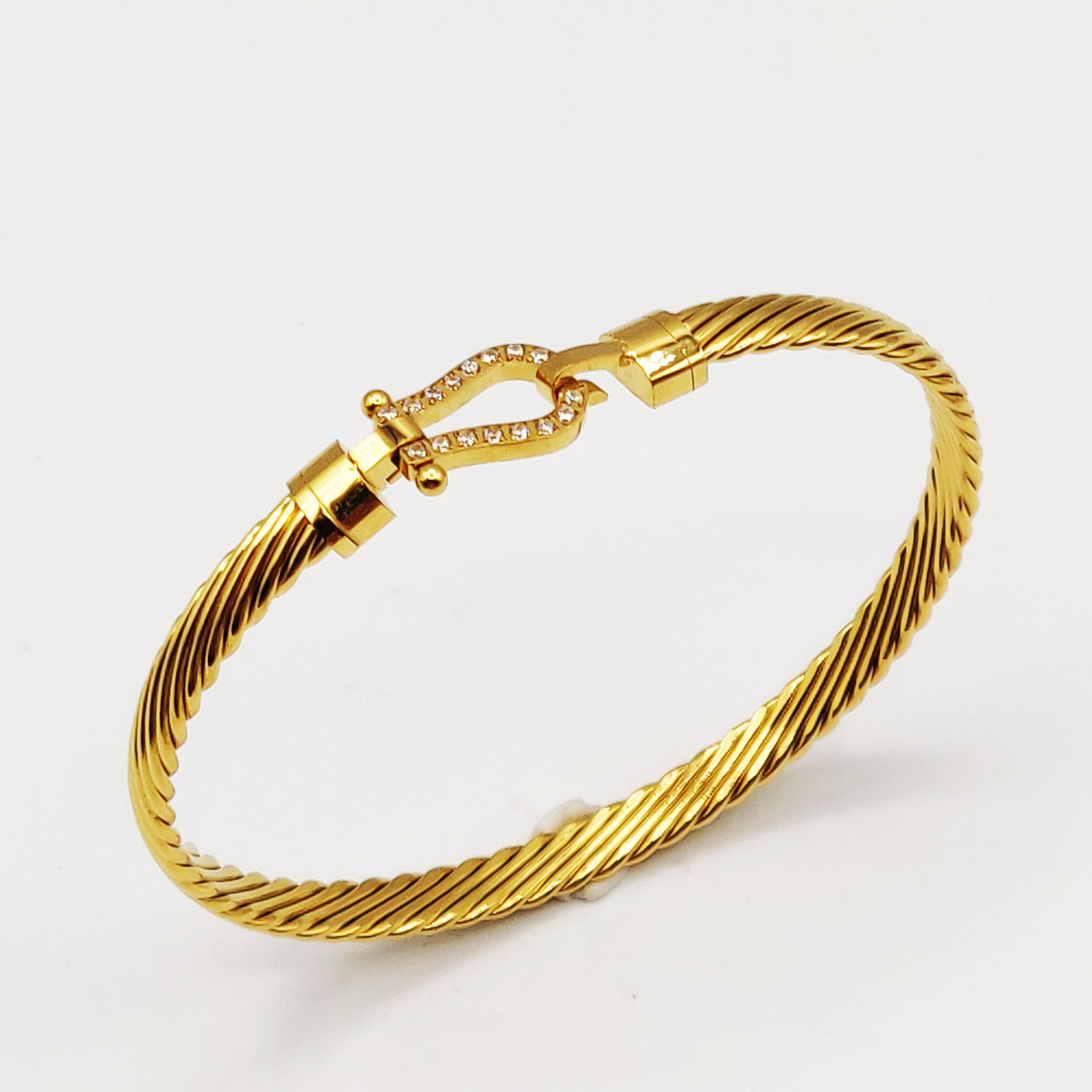 Bracelet Rigide Torsadé Strength Cristaux Luxe