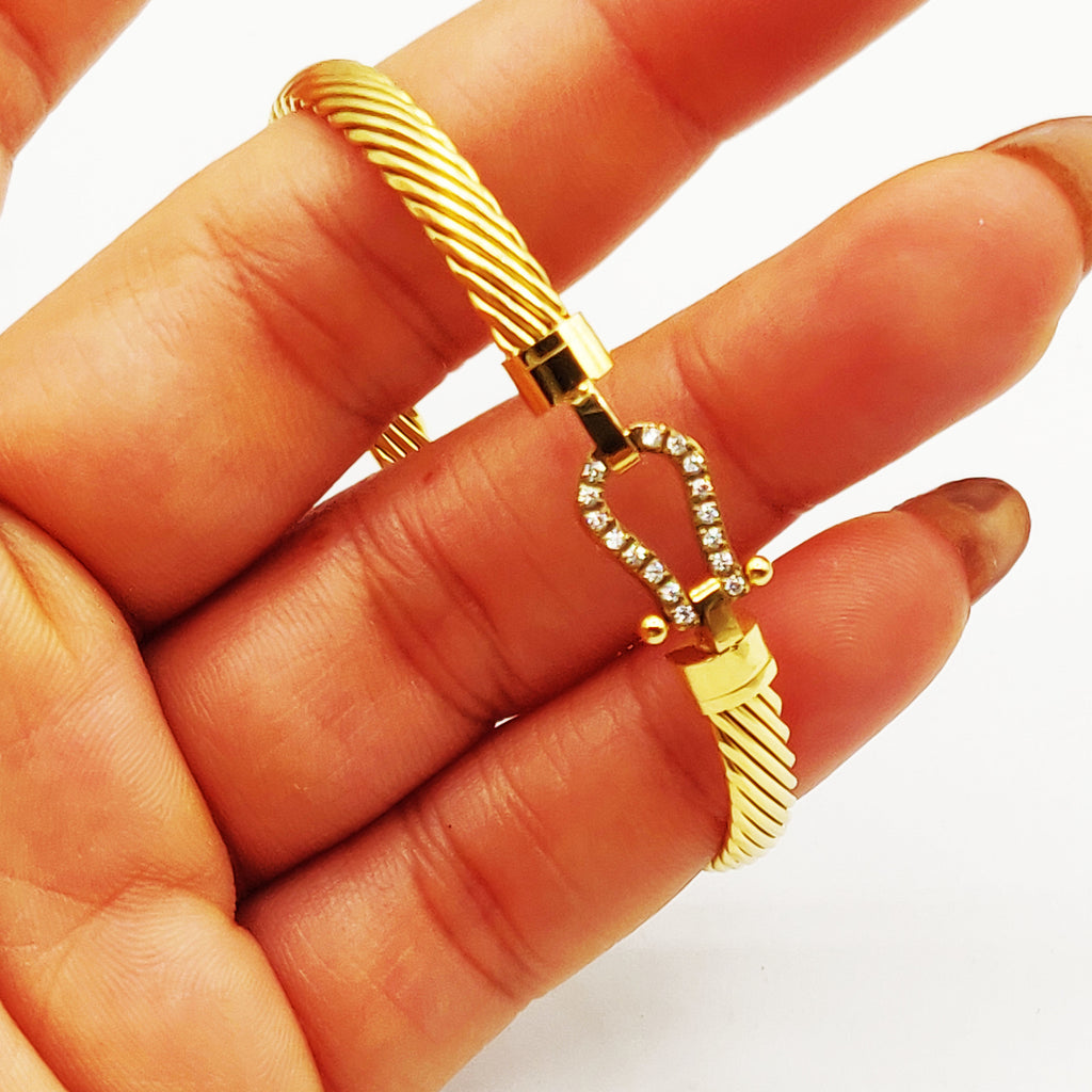 Bracelet Rigide Torsadé Strength Cristaux Luxe