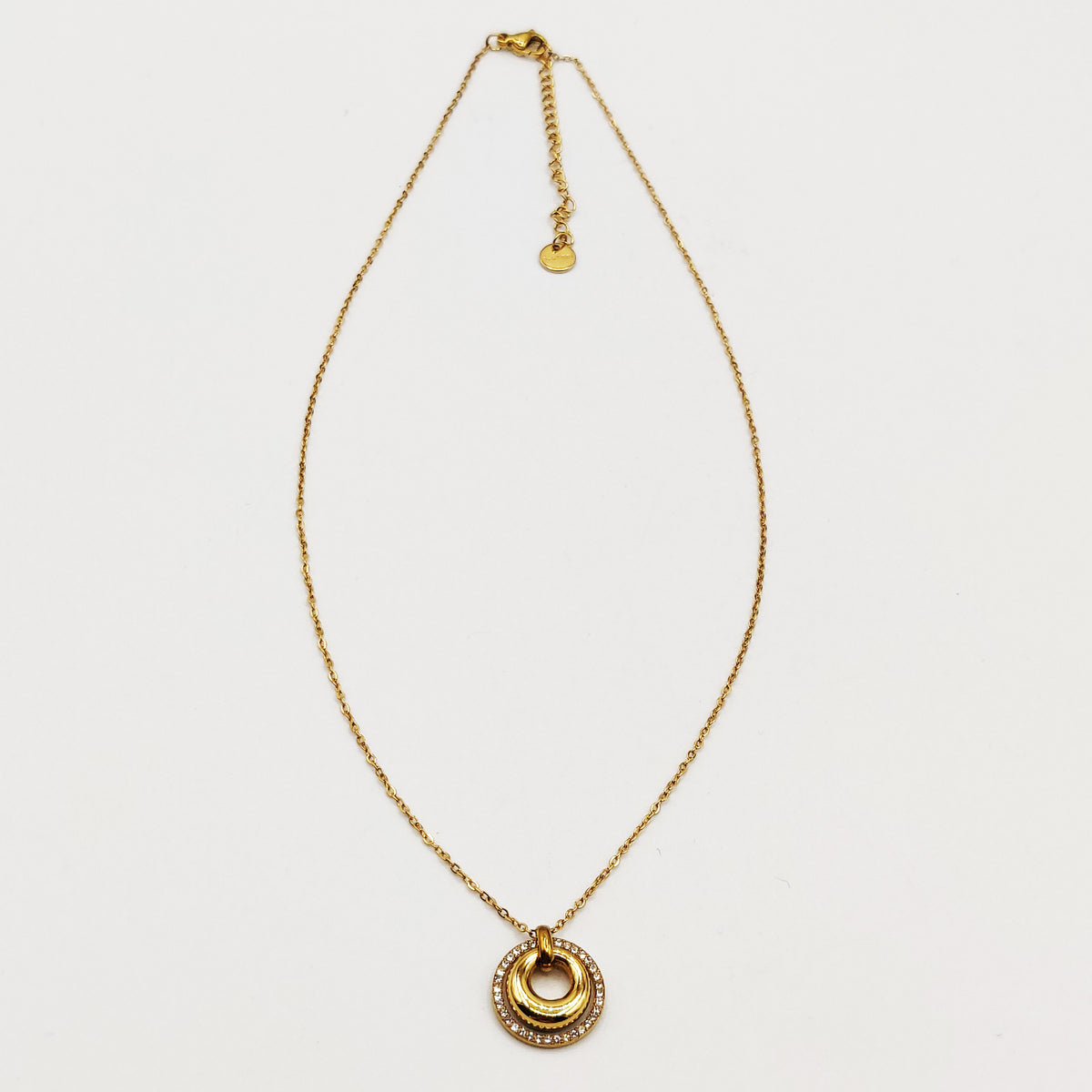 Collier Double Anneaux Bombé Cristaux Luxe