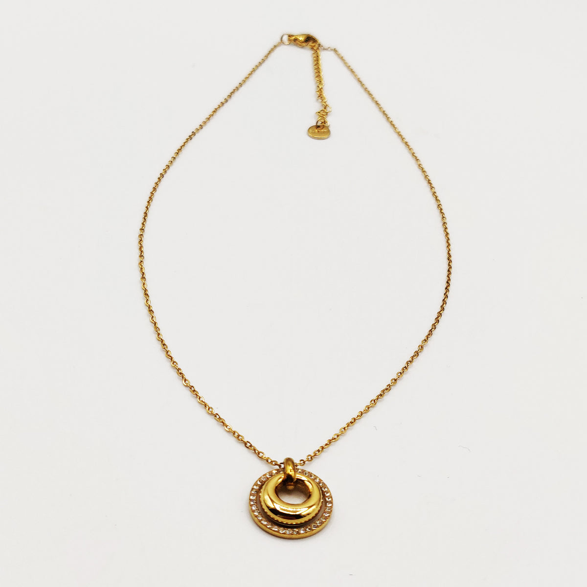 Collier Double Anneaux Bombé Cristaux Luxe