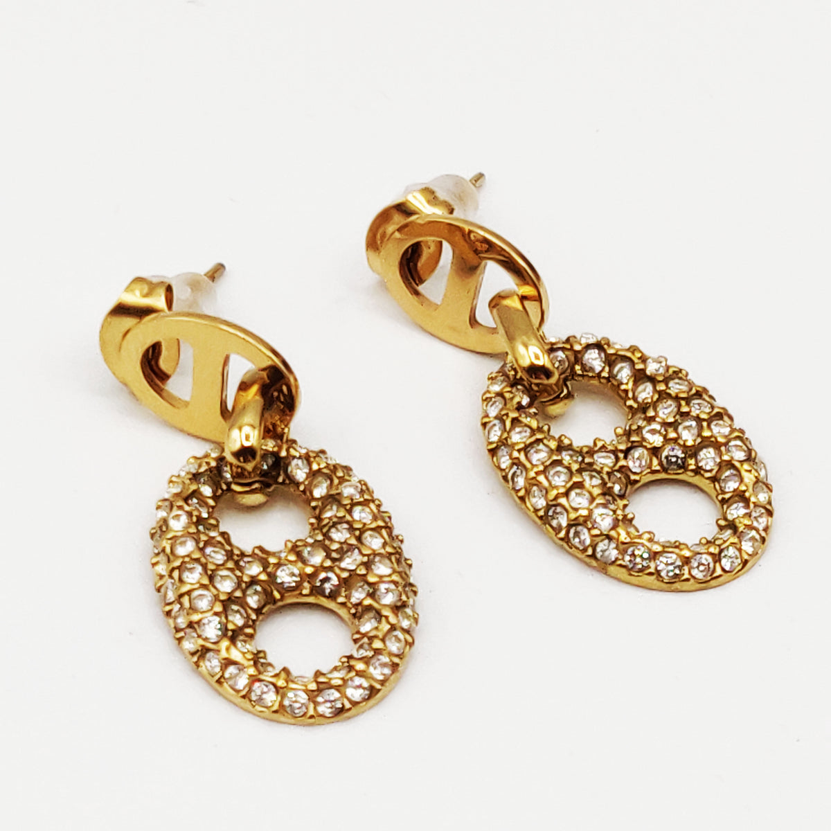 Boucles d'oreilles H Luxe Doré et Cristaux Luxe