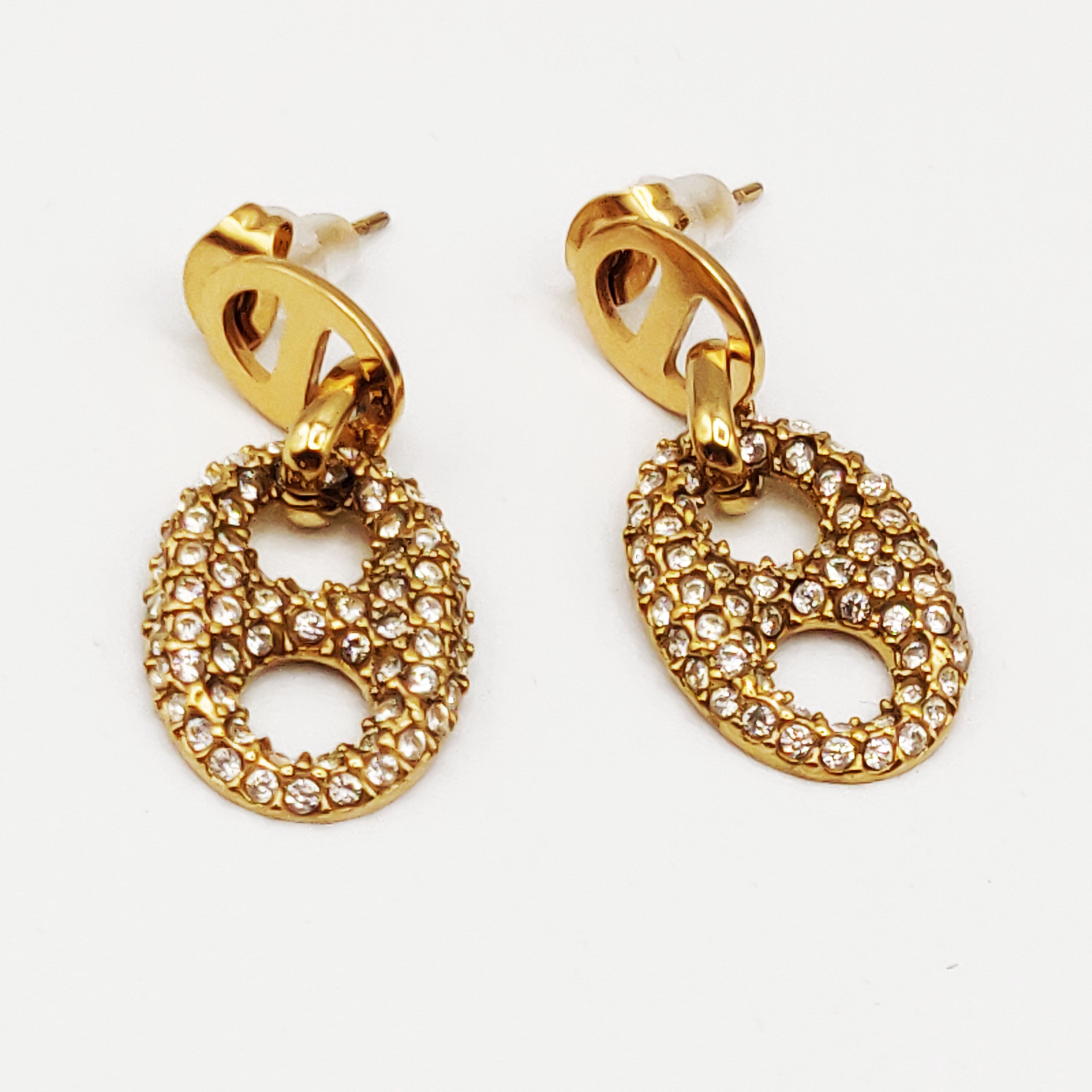 Boucles d'oreilles H Luxe Doré et Cristaux Luxe
