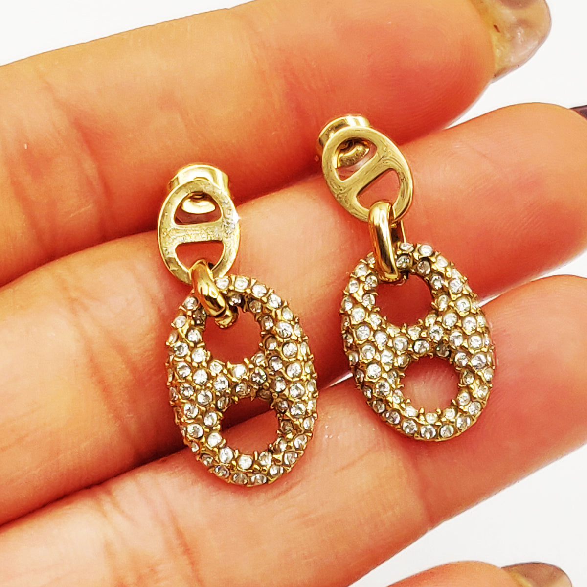 Boucles d'oreilles H Luxe Doré et Cristaux Luxe