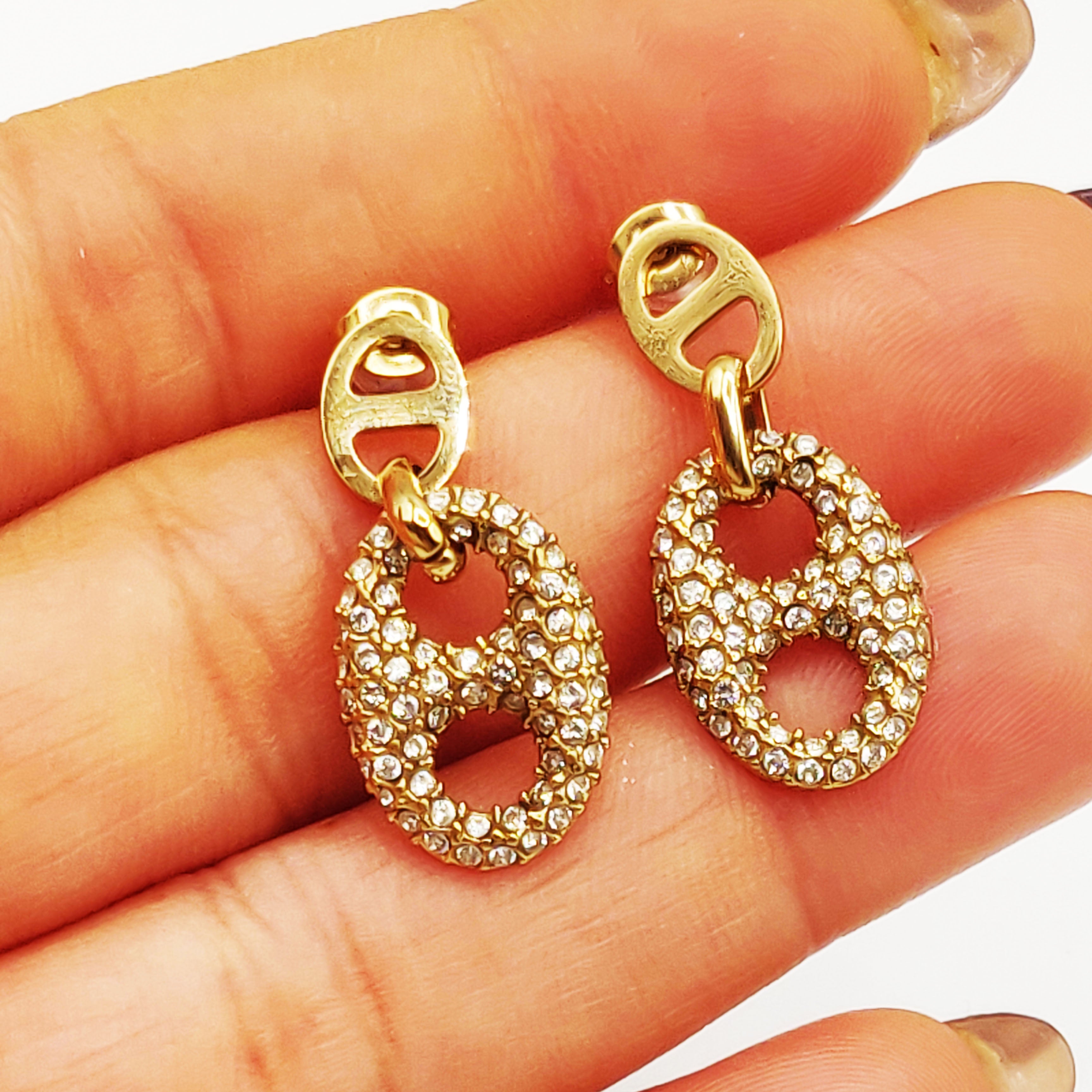 Boucles d'oreilles H Luxe Doré et Cristaux Luxe