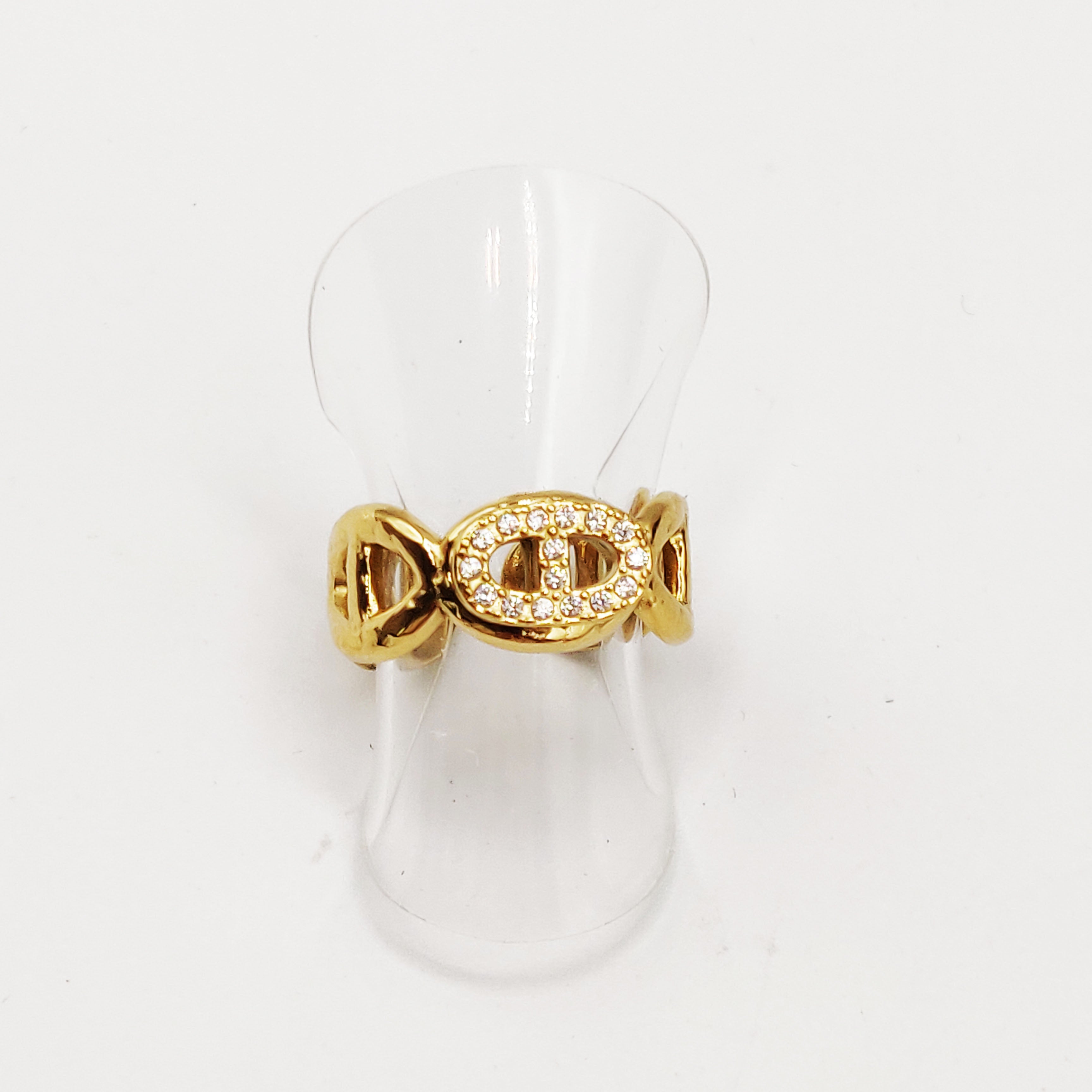 Bague H Luxe Doré et Cristaux Luxe