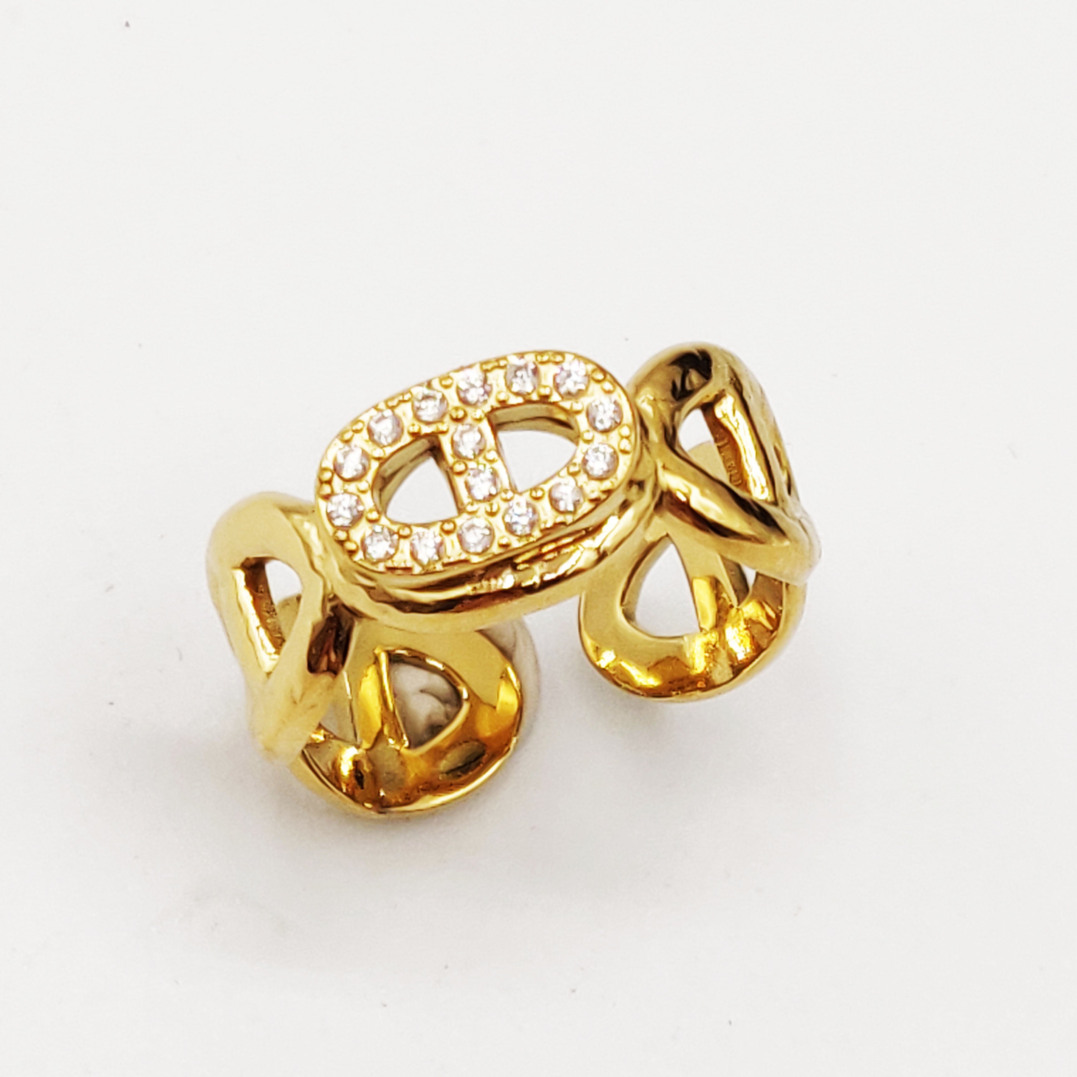 Bague H Luxe Doré et Cristaux Luxe