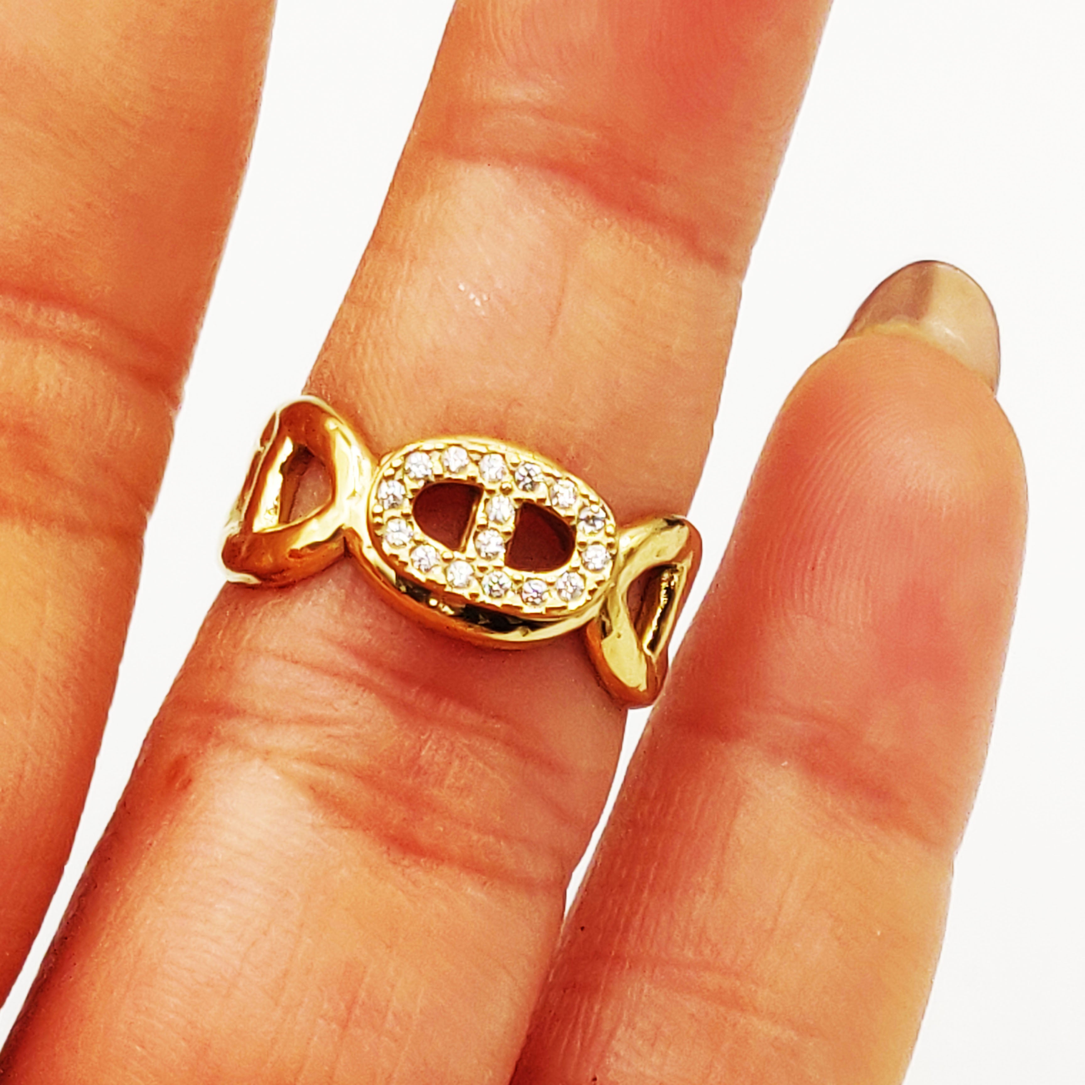 Bague H Luxe Doré et Cristaux Luxe