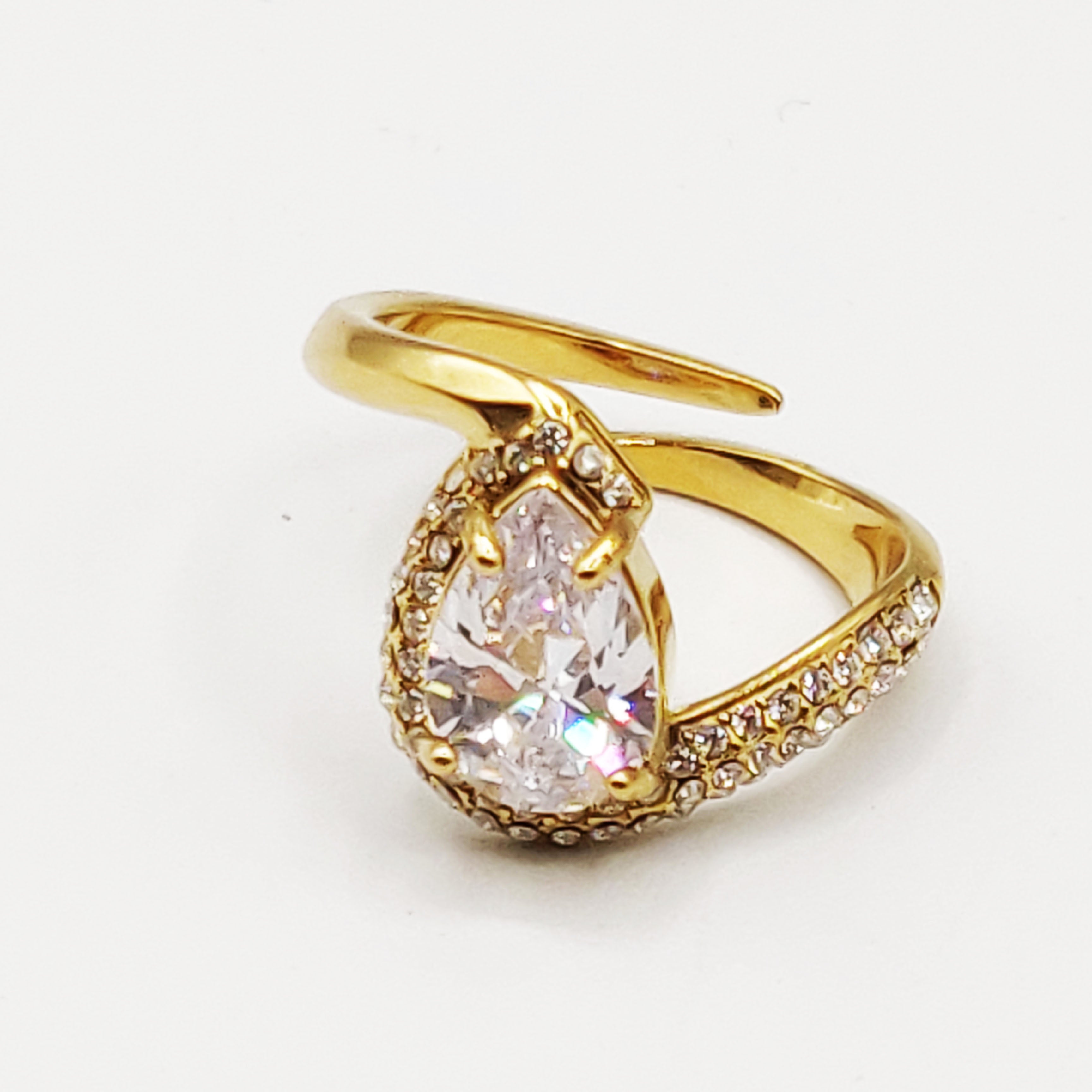 Bague Cristal Goutte Vague Cristaux Luxe