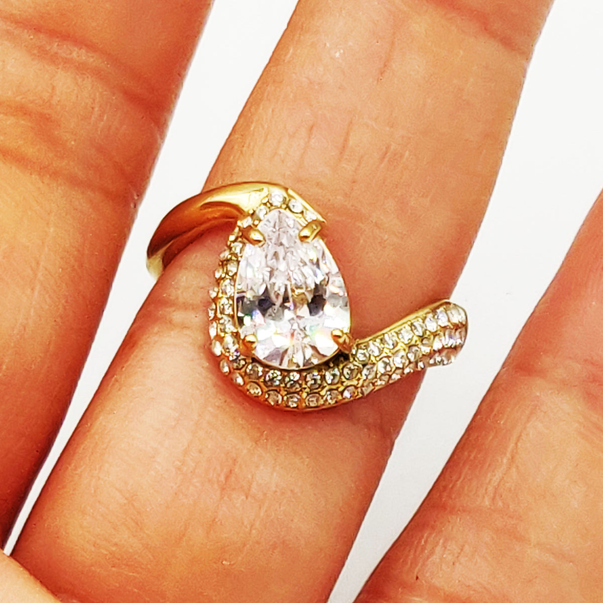 Bague Cristal Goutte Vague Cristaux Luxe
