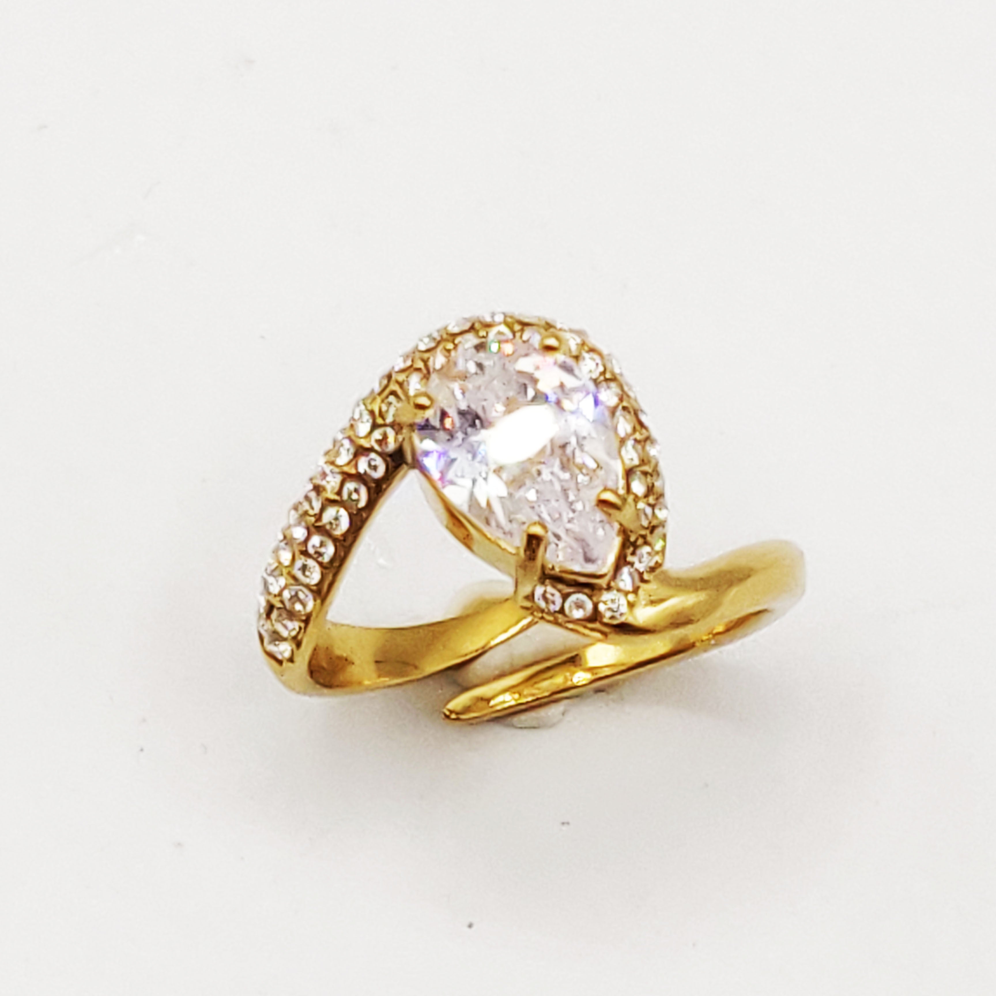 Bague Cristal Goutte Vague Cristaux Luxe