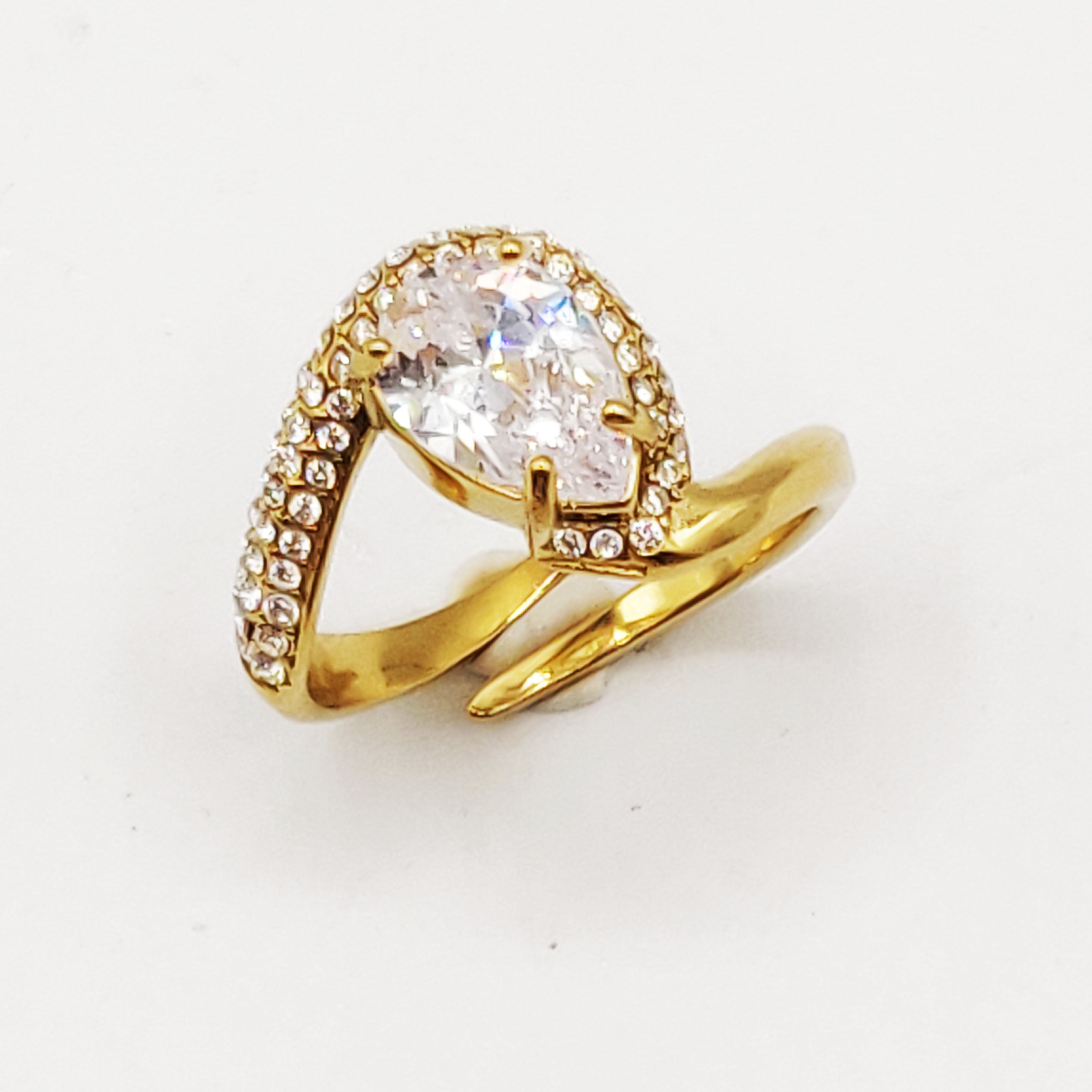 Bague Cristal Goutte Vague Cristaux Luxe