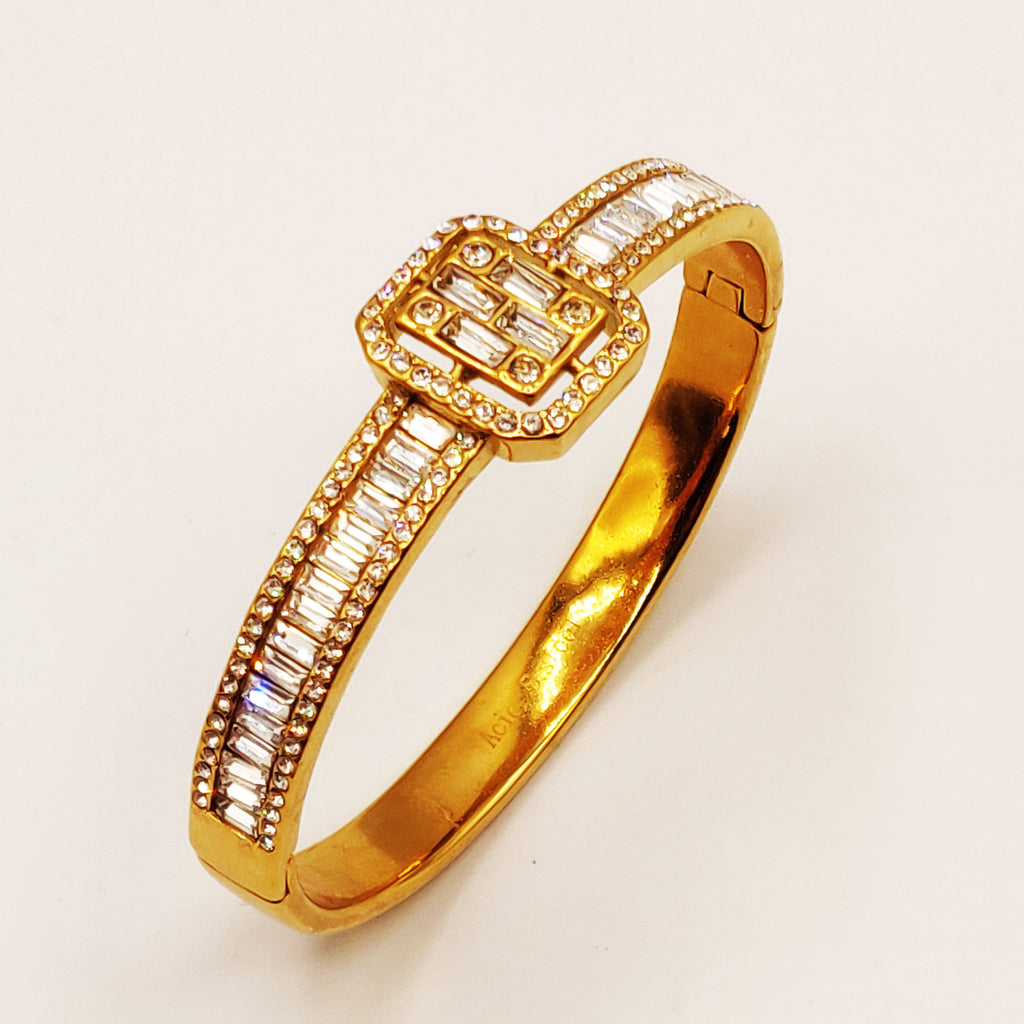Bracelet Rigide Carré Multi Cristaux Luxe