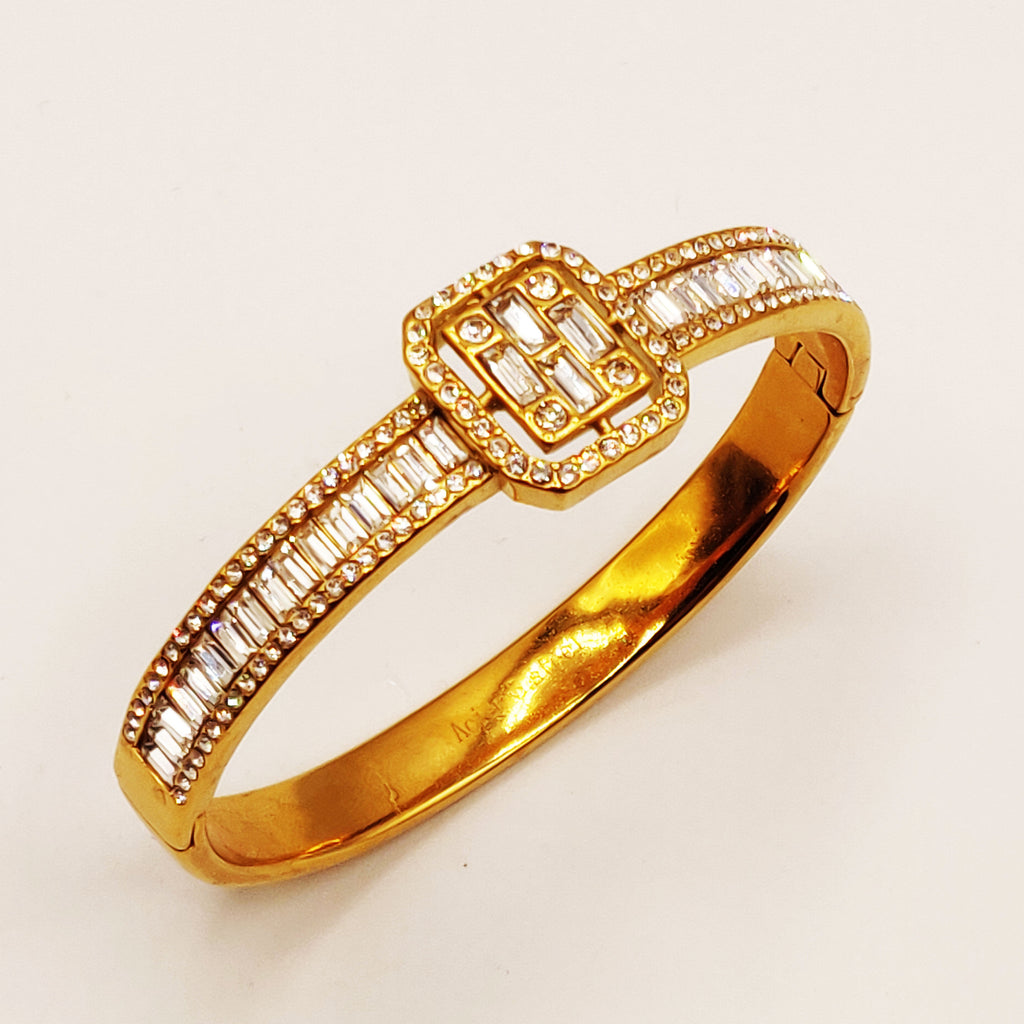 Bracelet Rigide Carré Multi Cristaux Luxe
