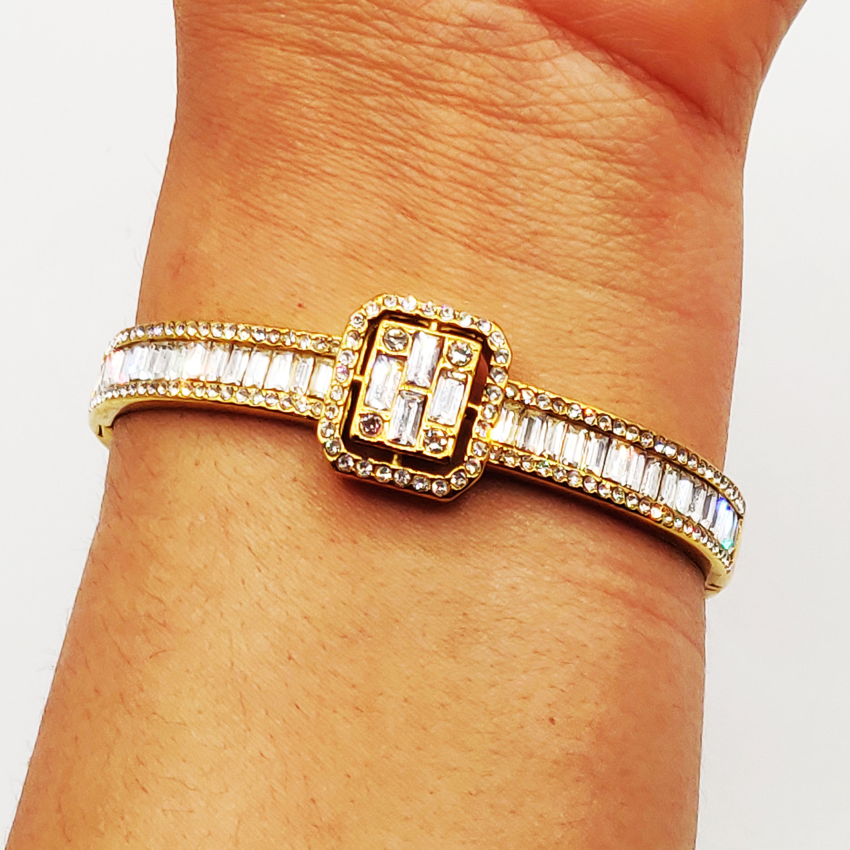 Bracelet Rigide Carré Multi Cristaux Luxe