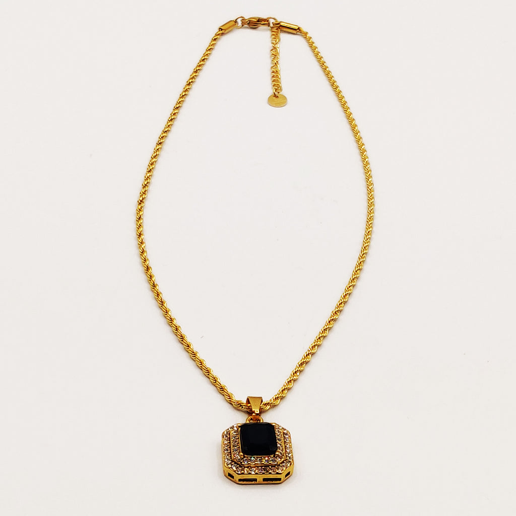 Collier Torsade Triple Rectangles Bleu et Cristaux Luxe