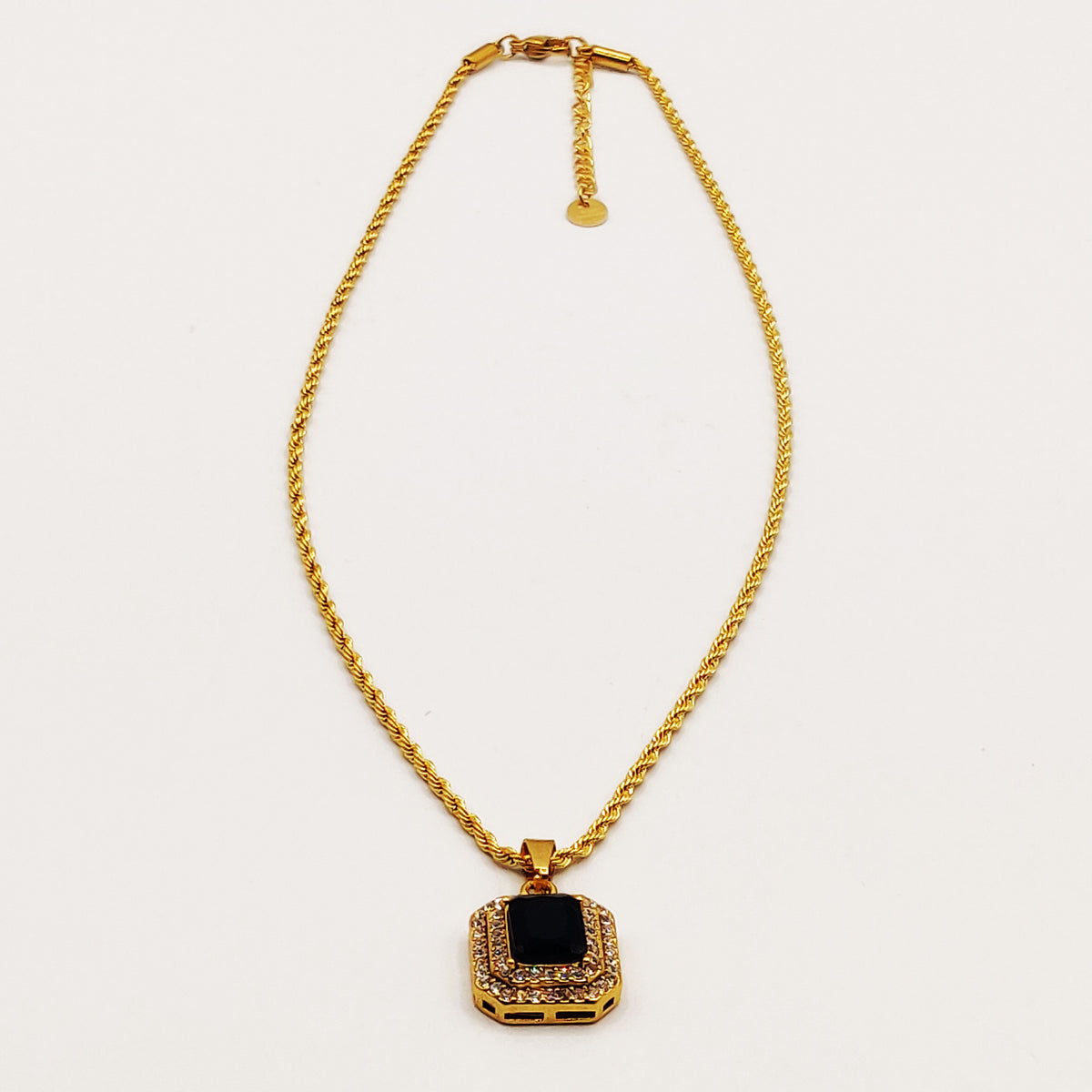 Collier Torsade Triple Rectangles Bleu et Cristaux Luxe